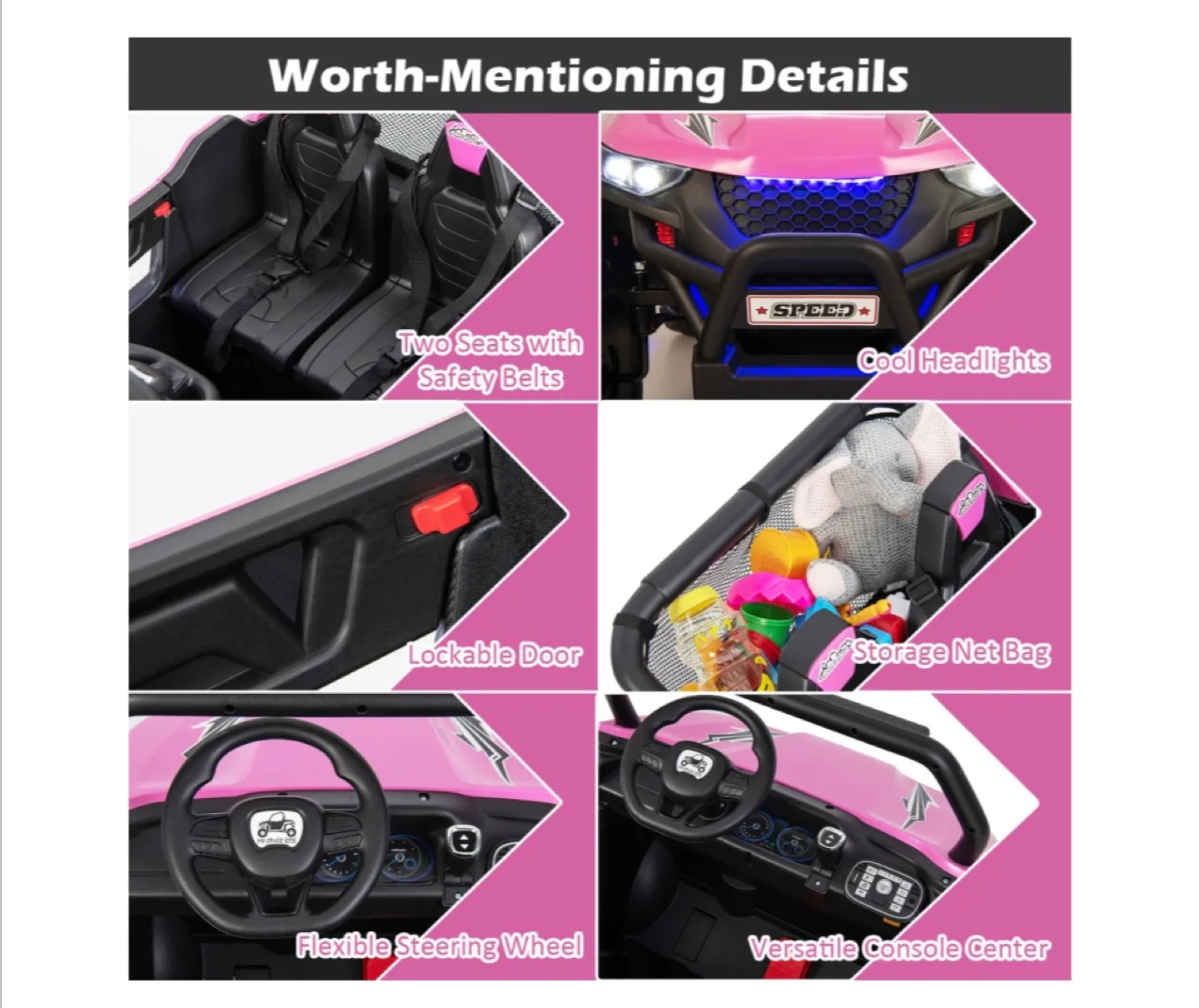 Pink 2 seater electric car image indicator(4)