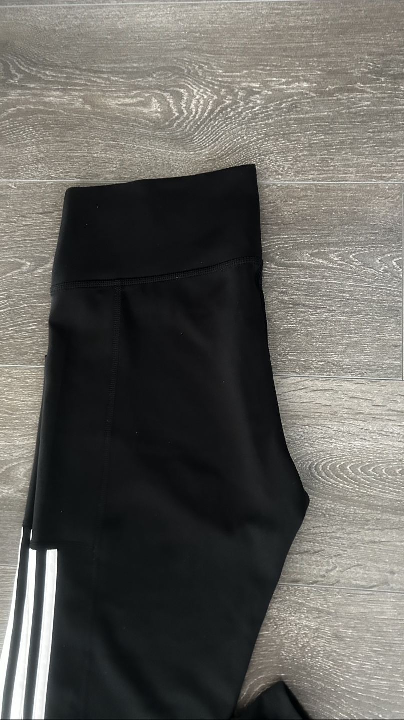 Adidas Women's Black Leggings with White Stripes - photo 3