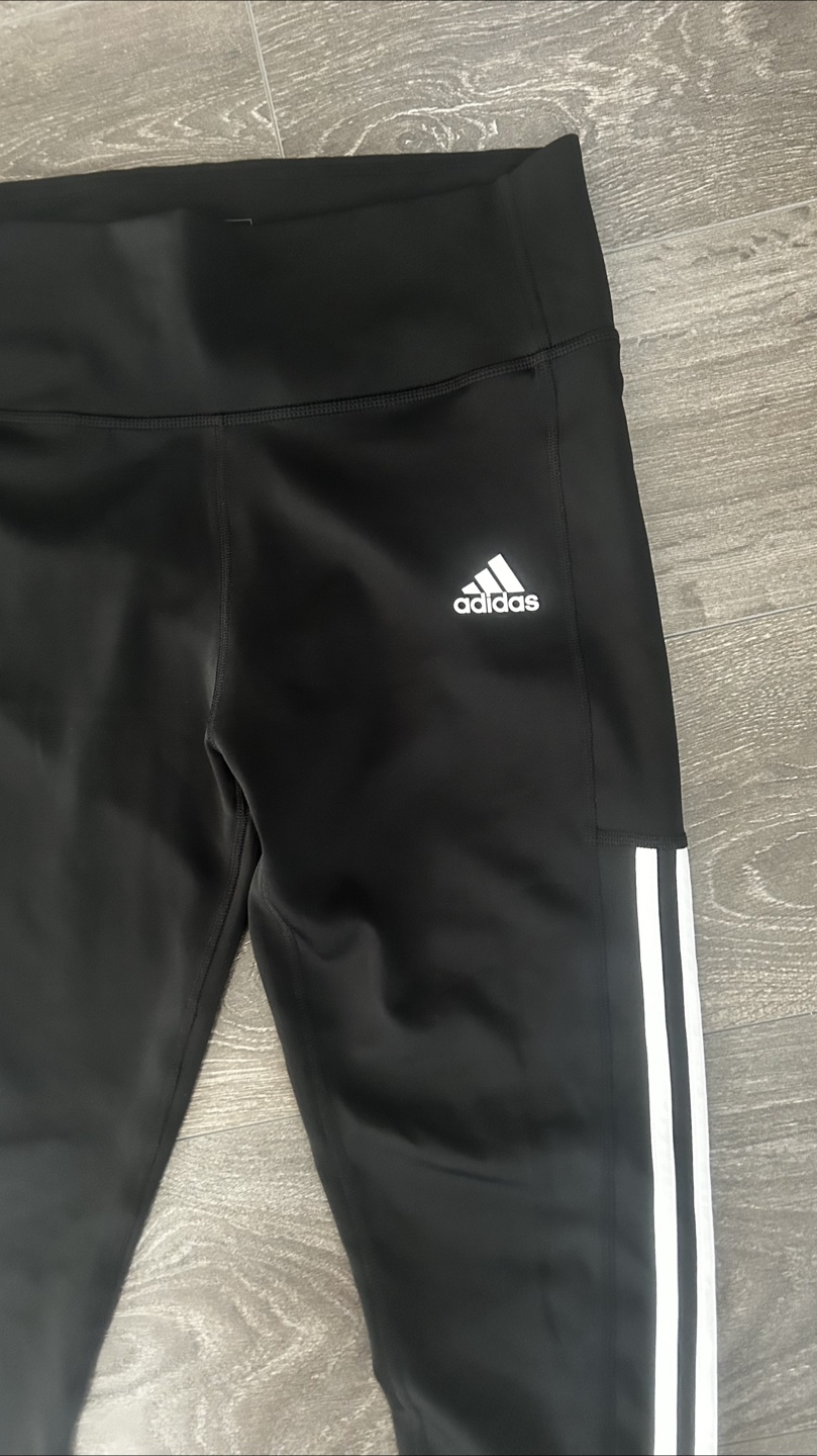 Adidas Women's Black Leggings with White Stripes - photo 4