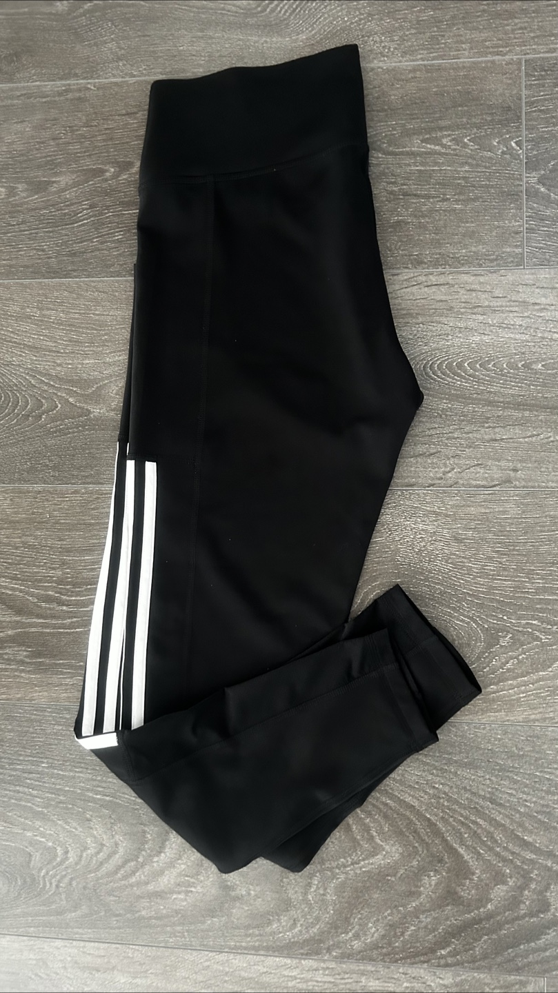 Adidas Women's Black Leggings with White Stripes