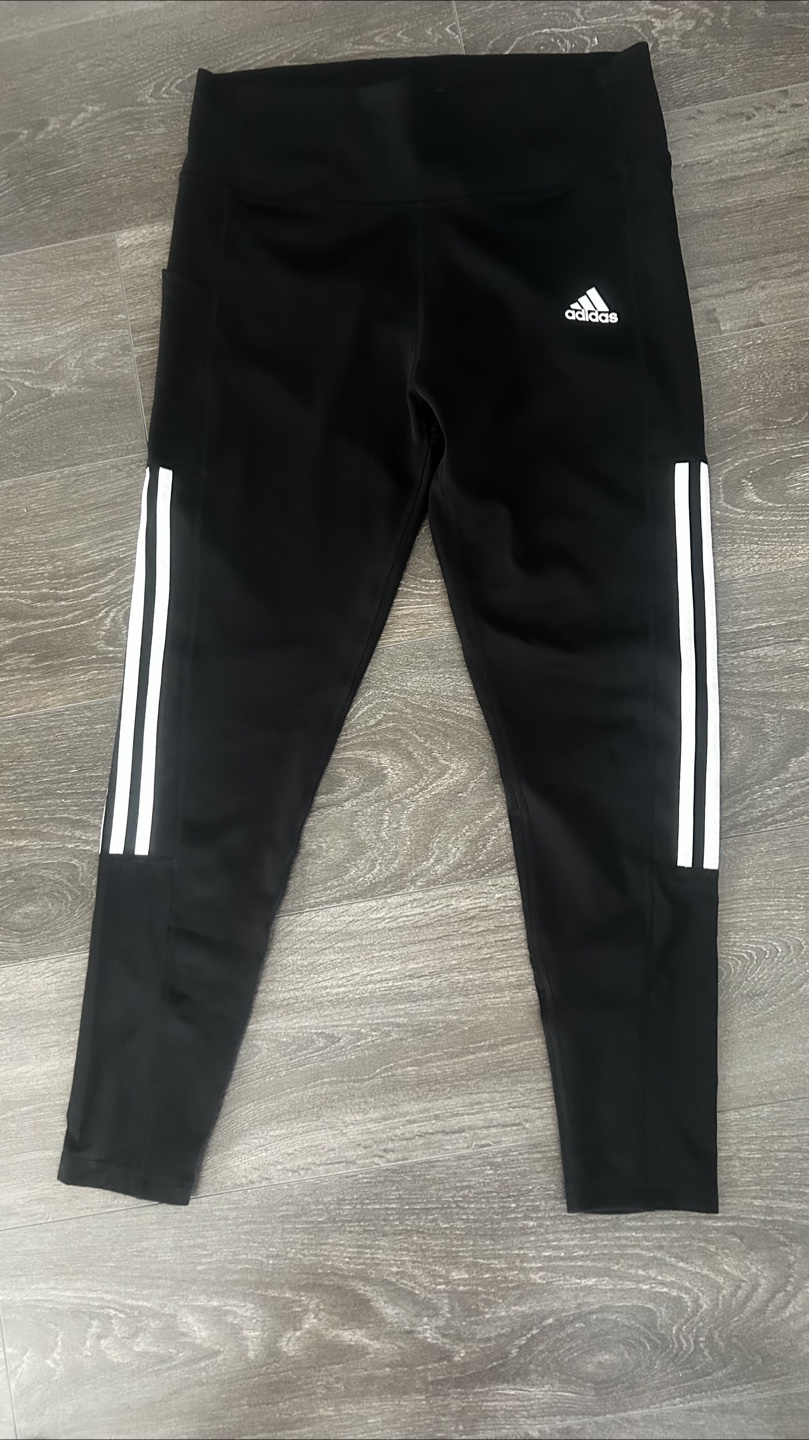 Adidas Women's Black Leggings with White Stripes - photo 2