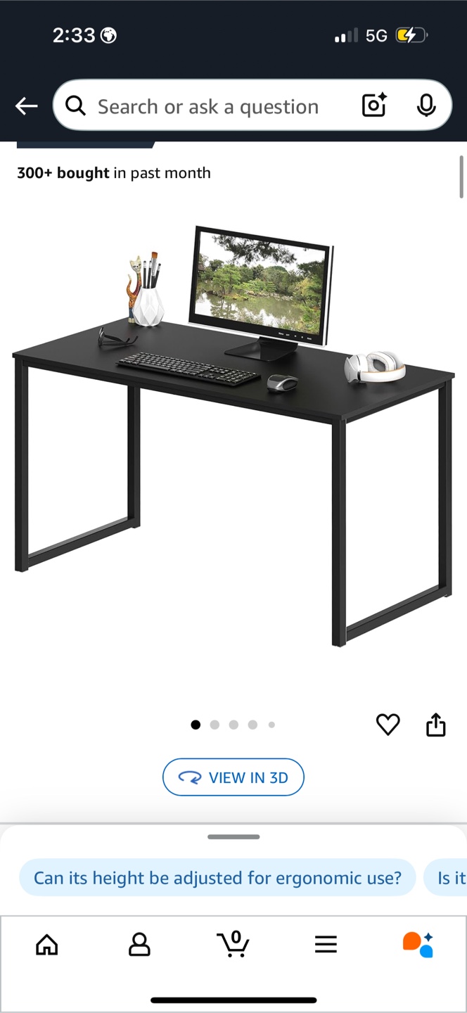 Black Computer Desk - 40" x 19"