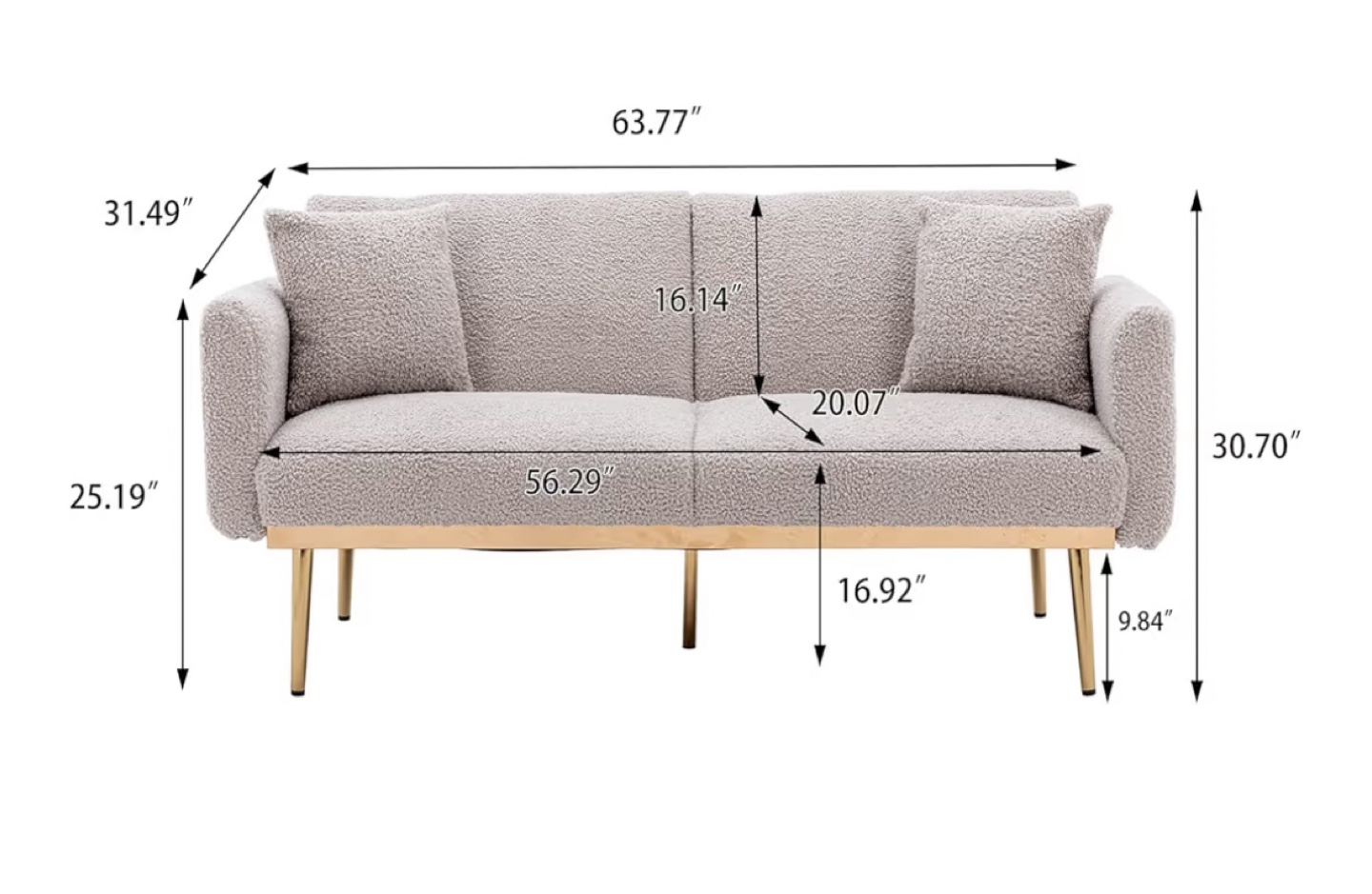 Antetek Futon Sofa Bed - Grey Teddy - photo 2
