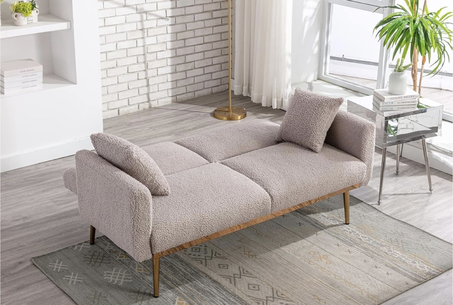 Antetek Futon Sofa Bed - Grey Teddy - photo 3