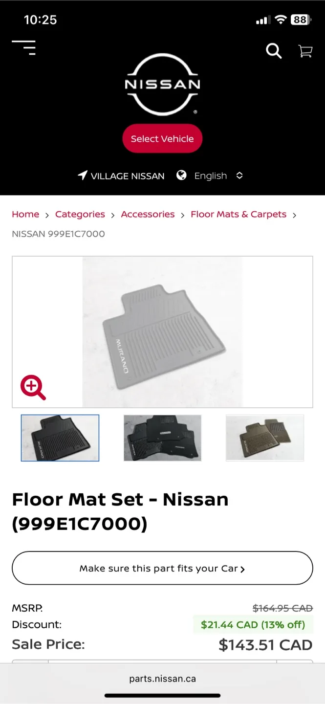 Used Nissan Murano Floor Mats - Set of Four thumbnail