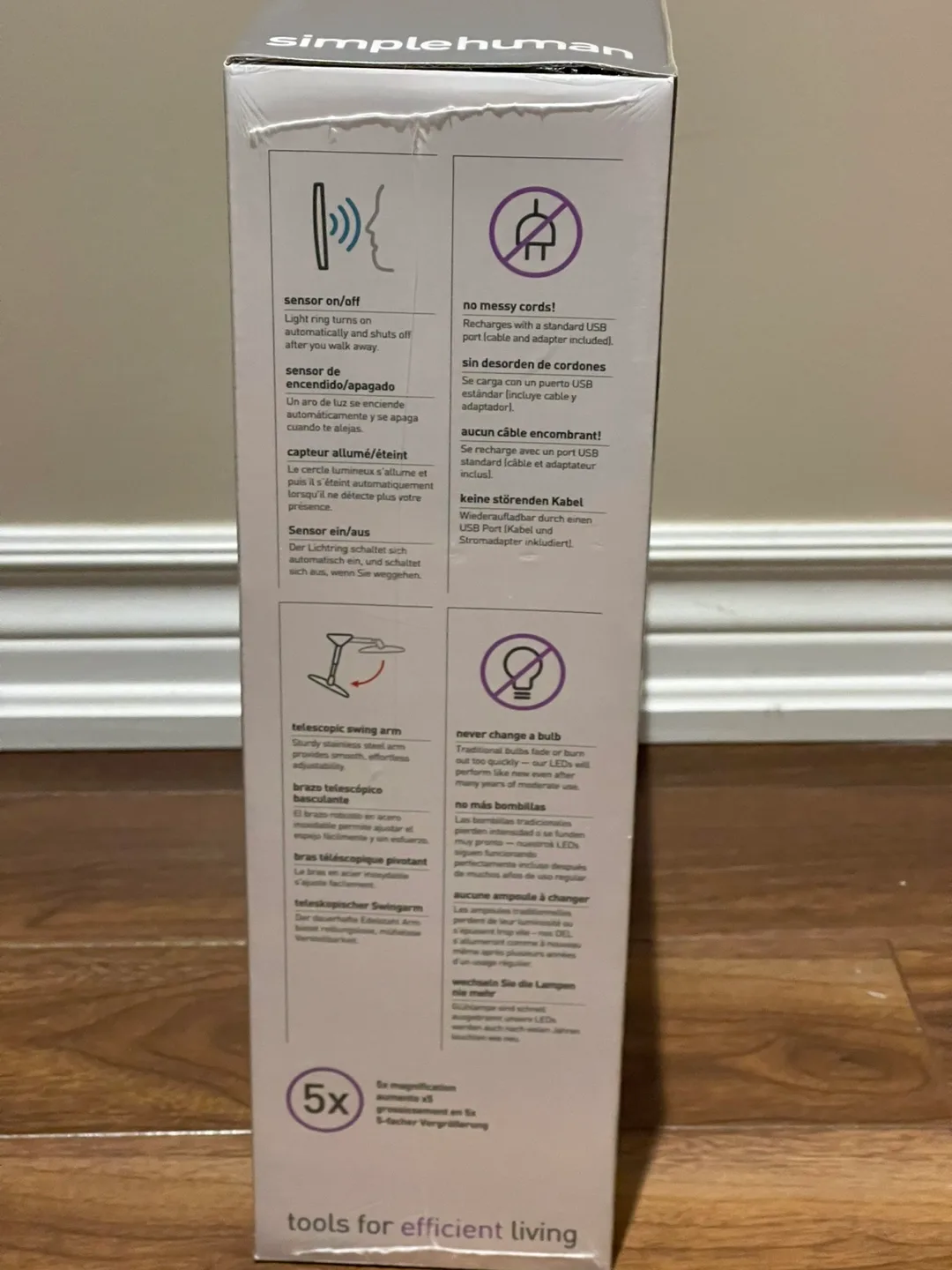 Simplehuman wall mount makeup mirror in dark bronze, BRAND NEW image indicator(4)