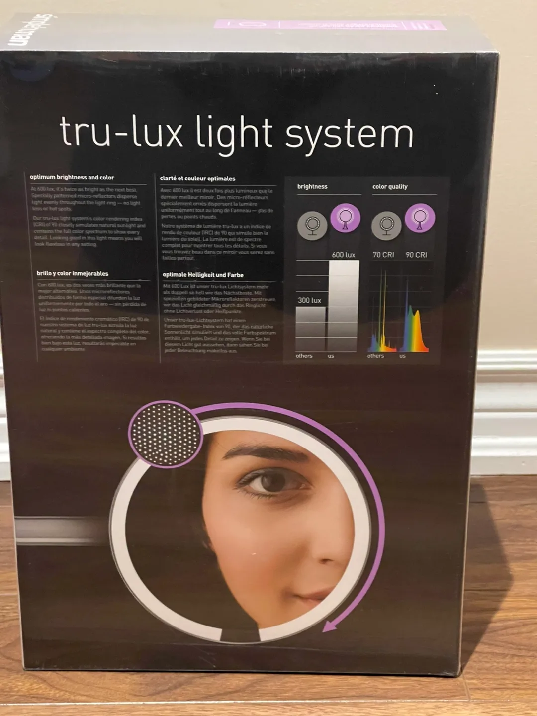 Simplehuman wall mount makeup mirror in dark bronze, BRAND NEW image indicator(2)