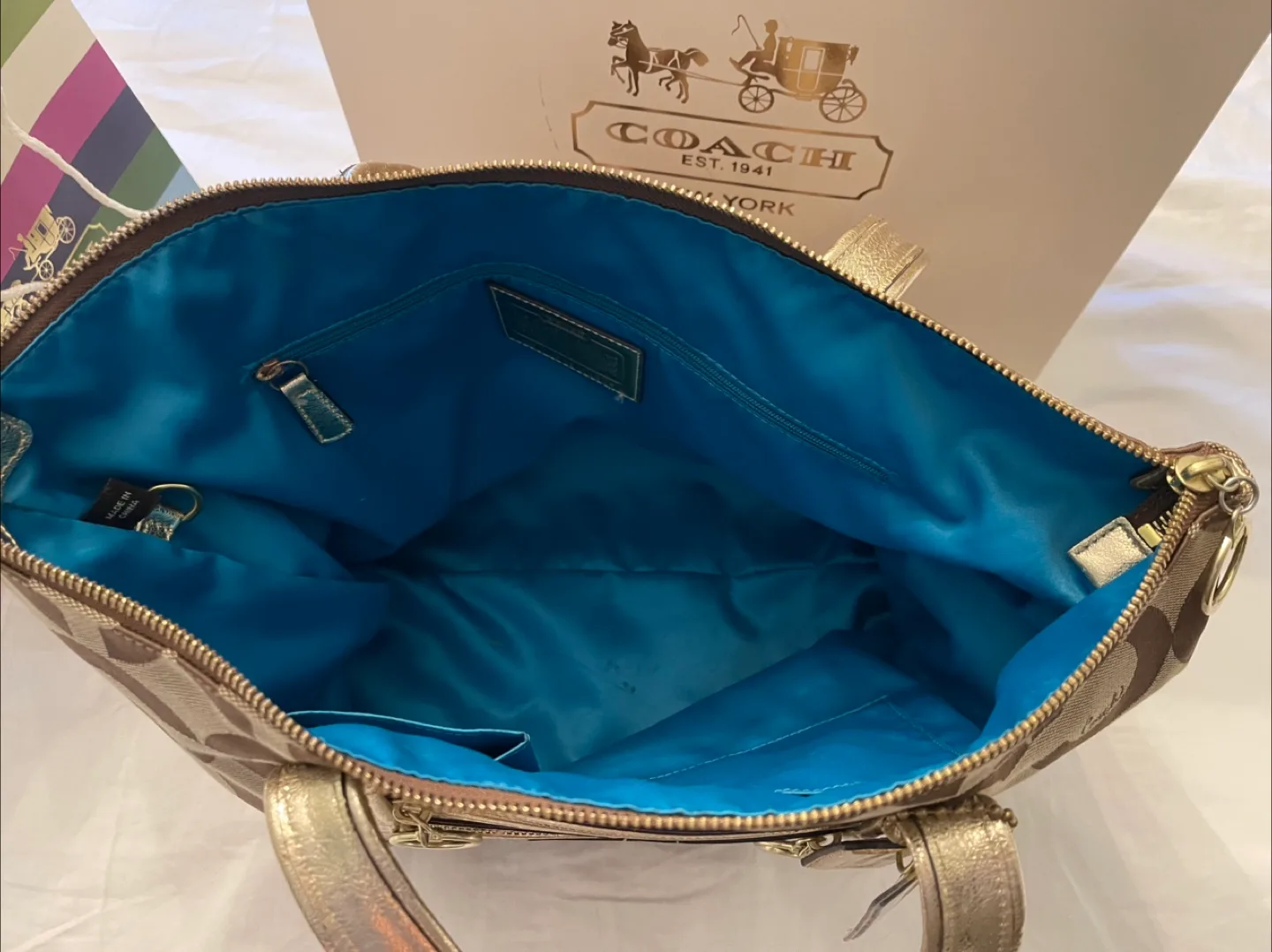 Authentic COACH Op Art Poppy tote bag canvas Style #13826 image indicator(5)