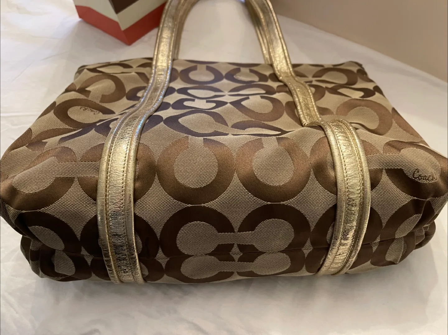 Authentic COACH Op Art Poppy tote bag canvas Style #13826 image indicator(4)