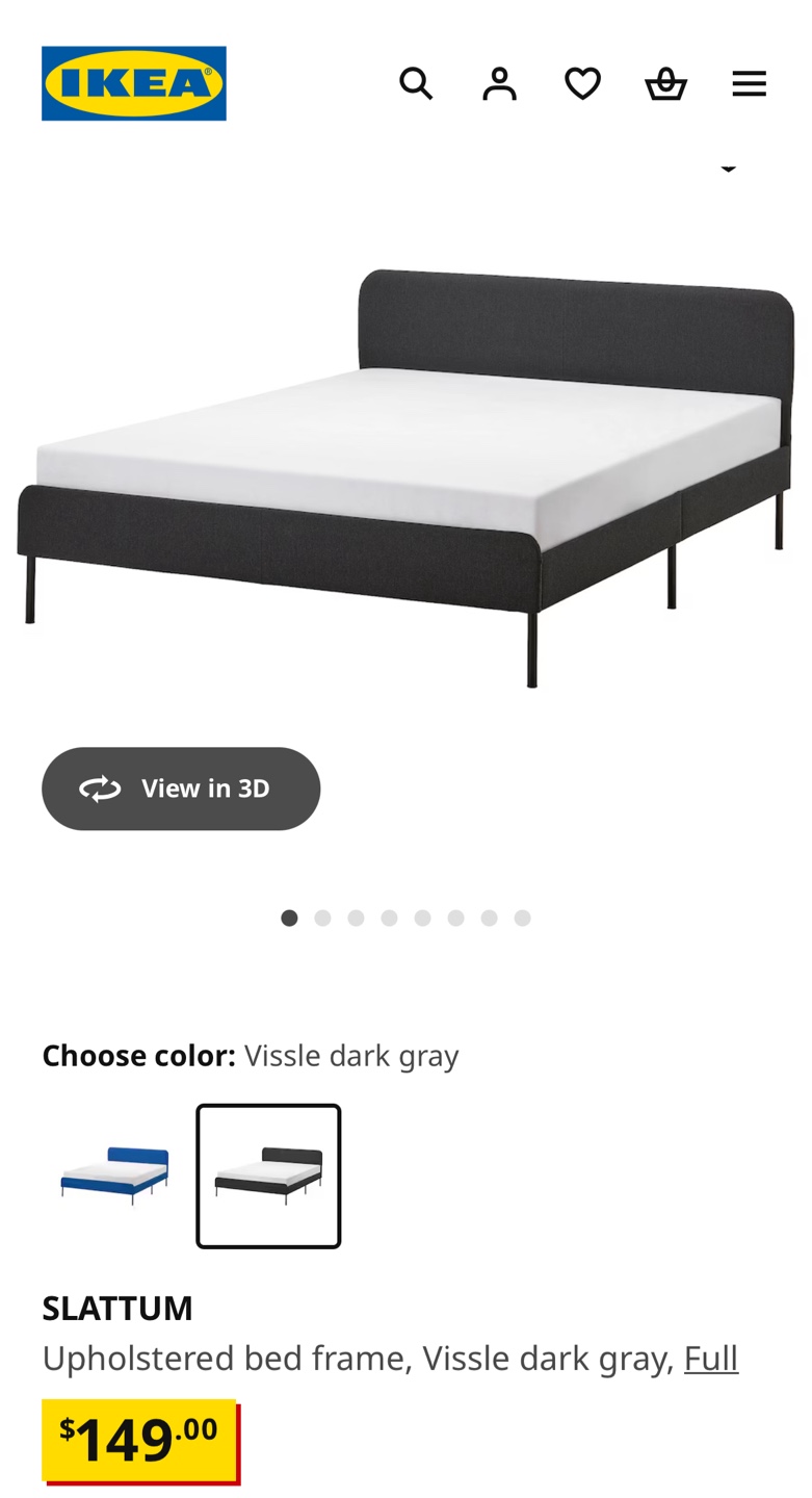 IKEA SLATTUM Upholstered Bed Frame - Full, Light Grey - photo 4