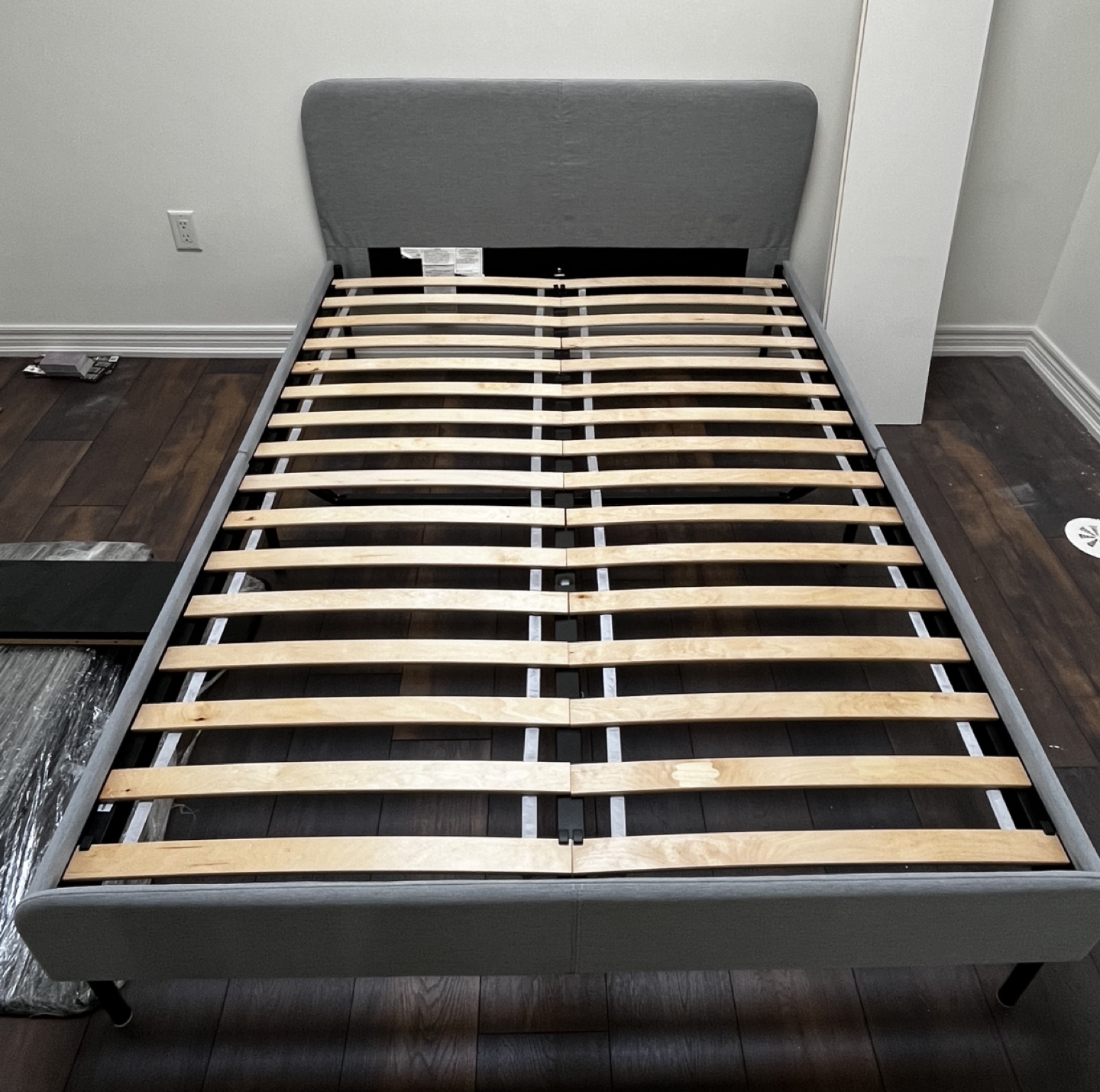 IKEA SLATTUM Upholstered Bed Frame - Full, Light Grey