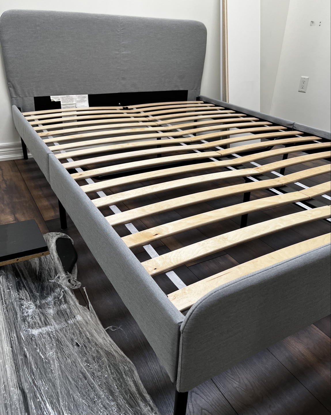 IKEA SLATTUM Upholstered Bed Frame - Full, Light Grey - photo 2