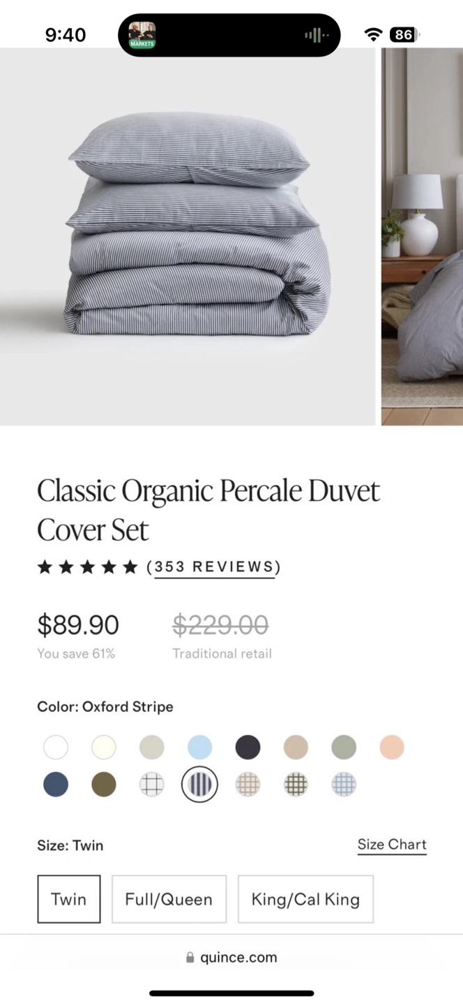 NEW Quince Twin Duvet Cover- organic cotton - photo 3