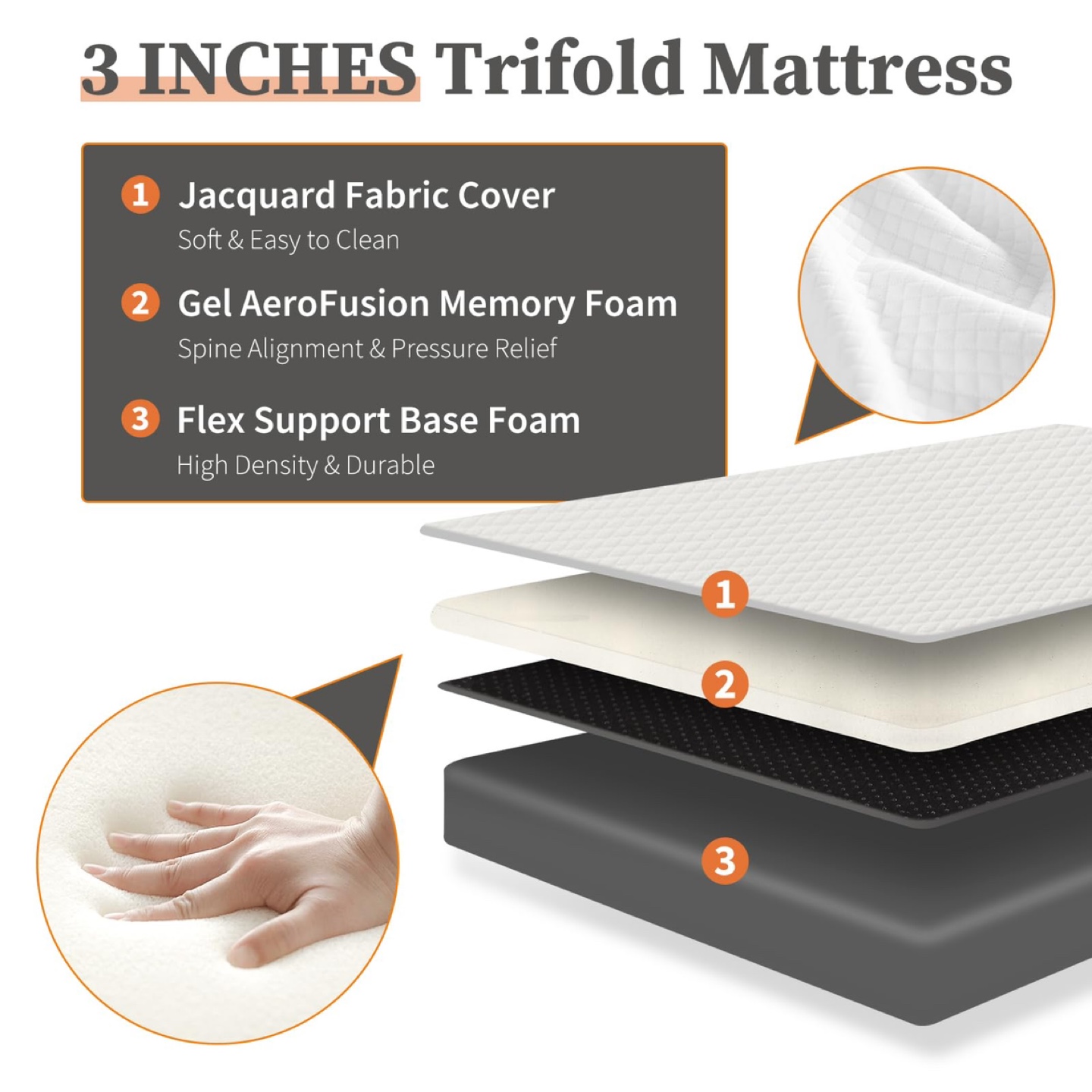 Simple Deluxe Folding Mattress Single 4-Inch, Tri-Fold - photo 4