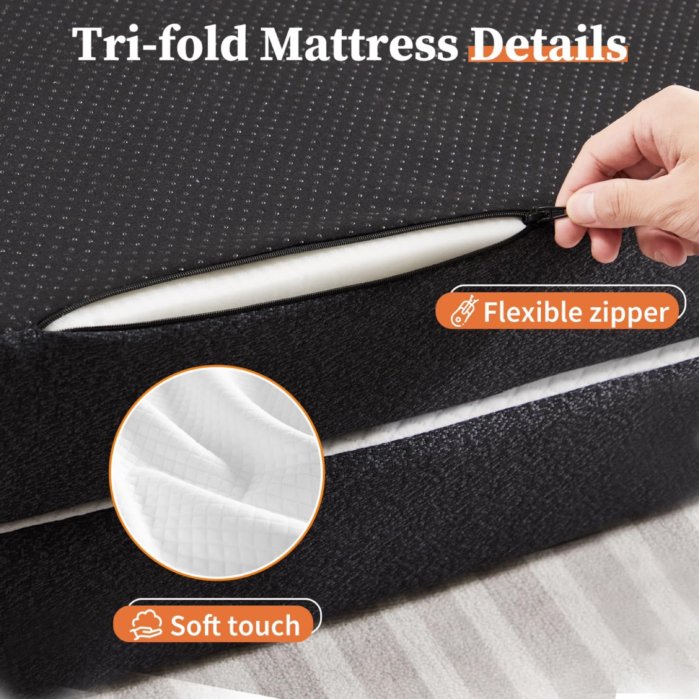 Simple Deluxe Folding Mattress Single 4-Inch, Tri-Fold - photo 5