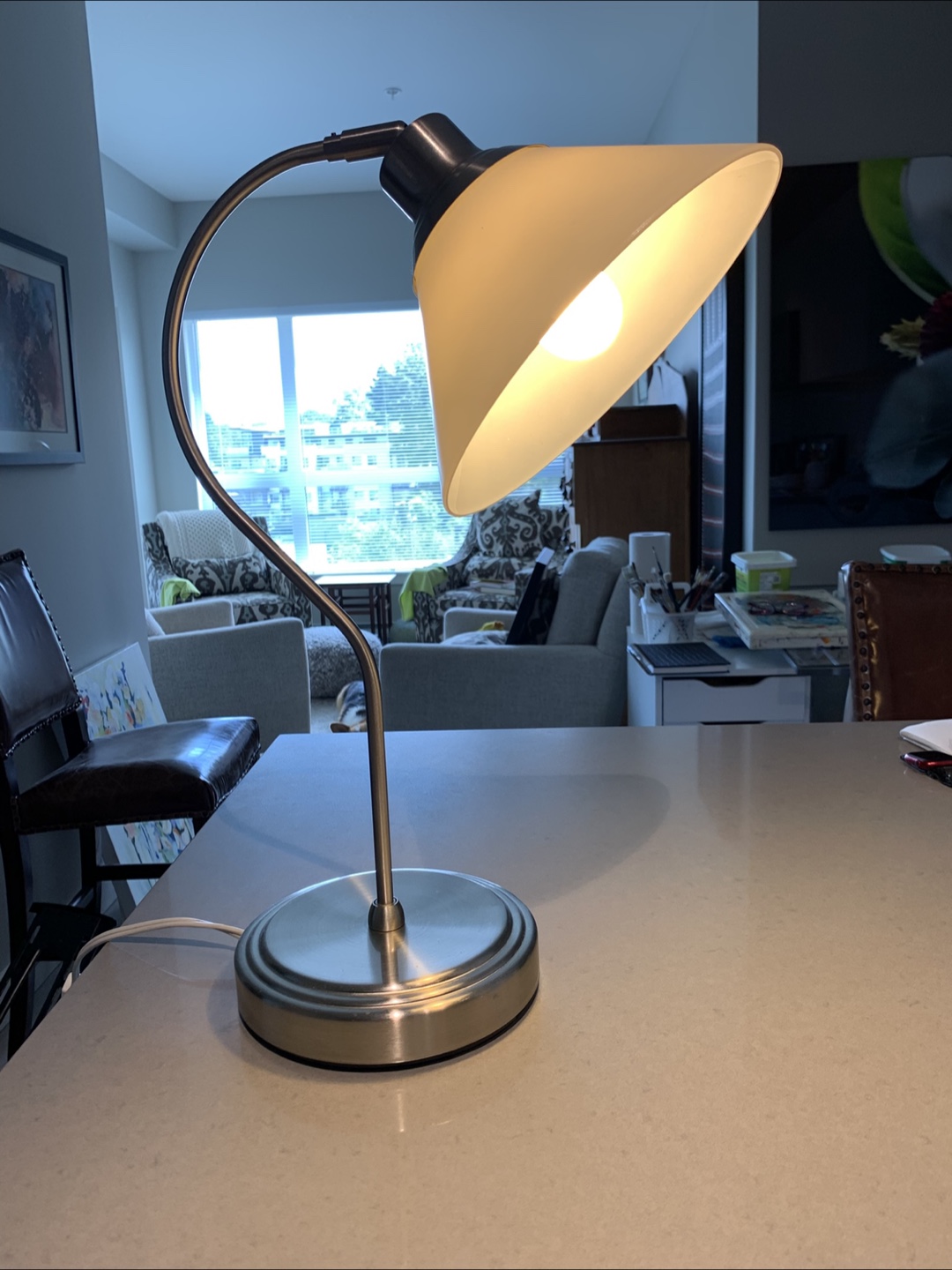 Desk Lamp - Brushed Nickel with Cream Shade - photo 2