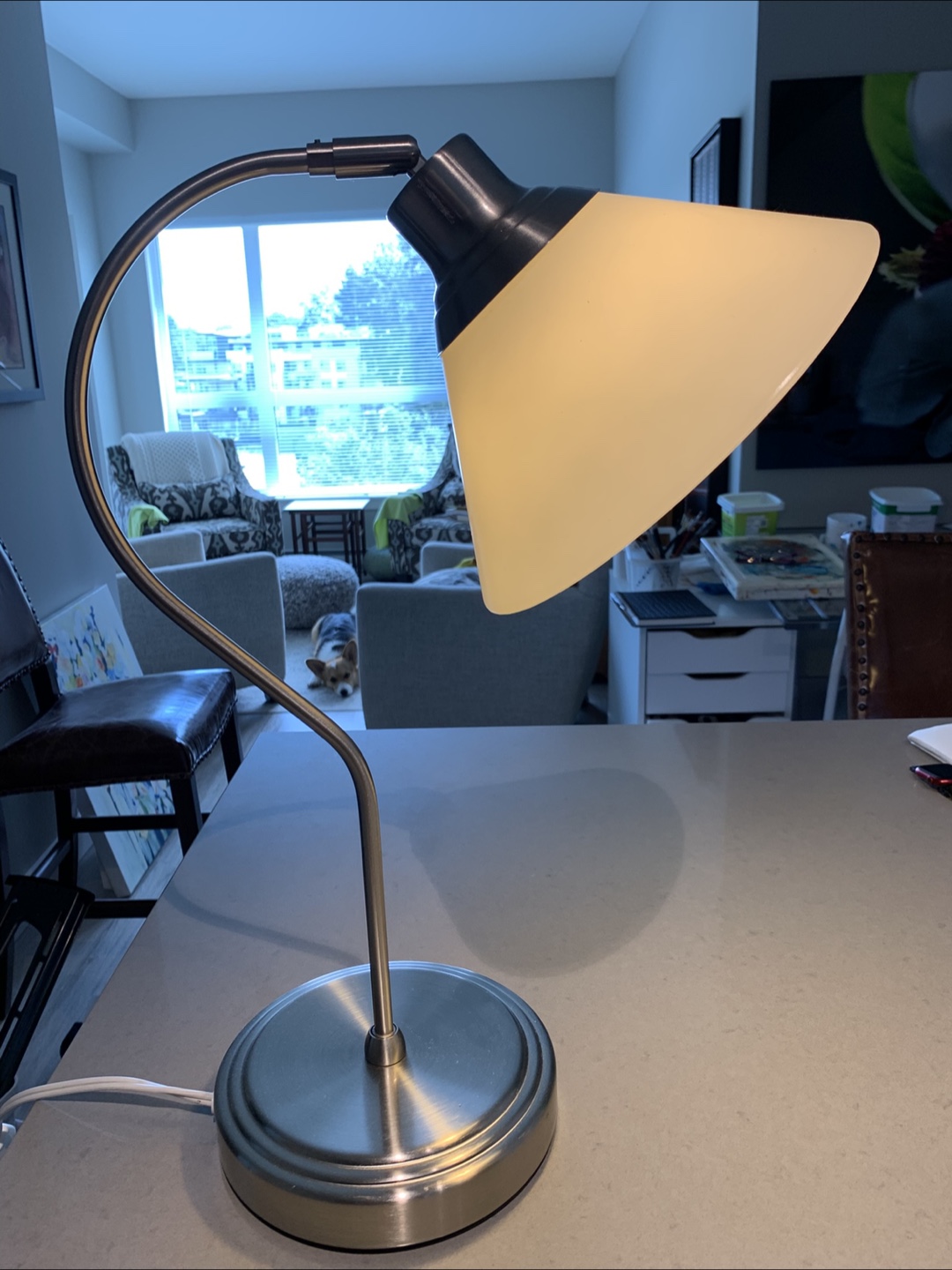 Desk Lamp - Brushed Nickel with Cream Shade