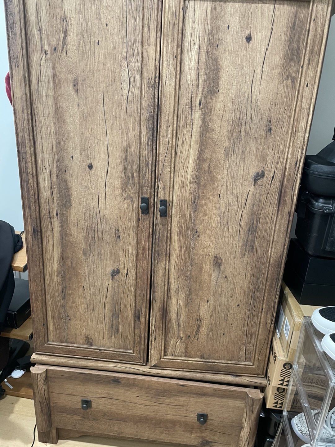 Wooden Armoire with Drawer