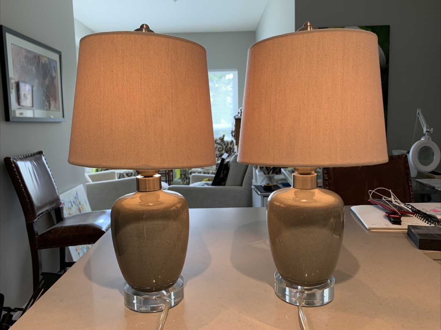 Set of 2 Sage Green Ceramic Table Lamps - photo 3