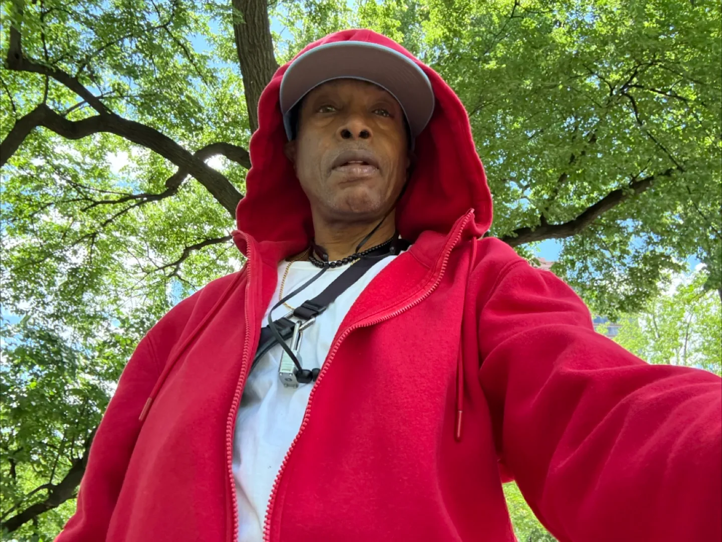 Men's Red Hoodie Zip-Up Jacket image indicator(2)