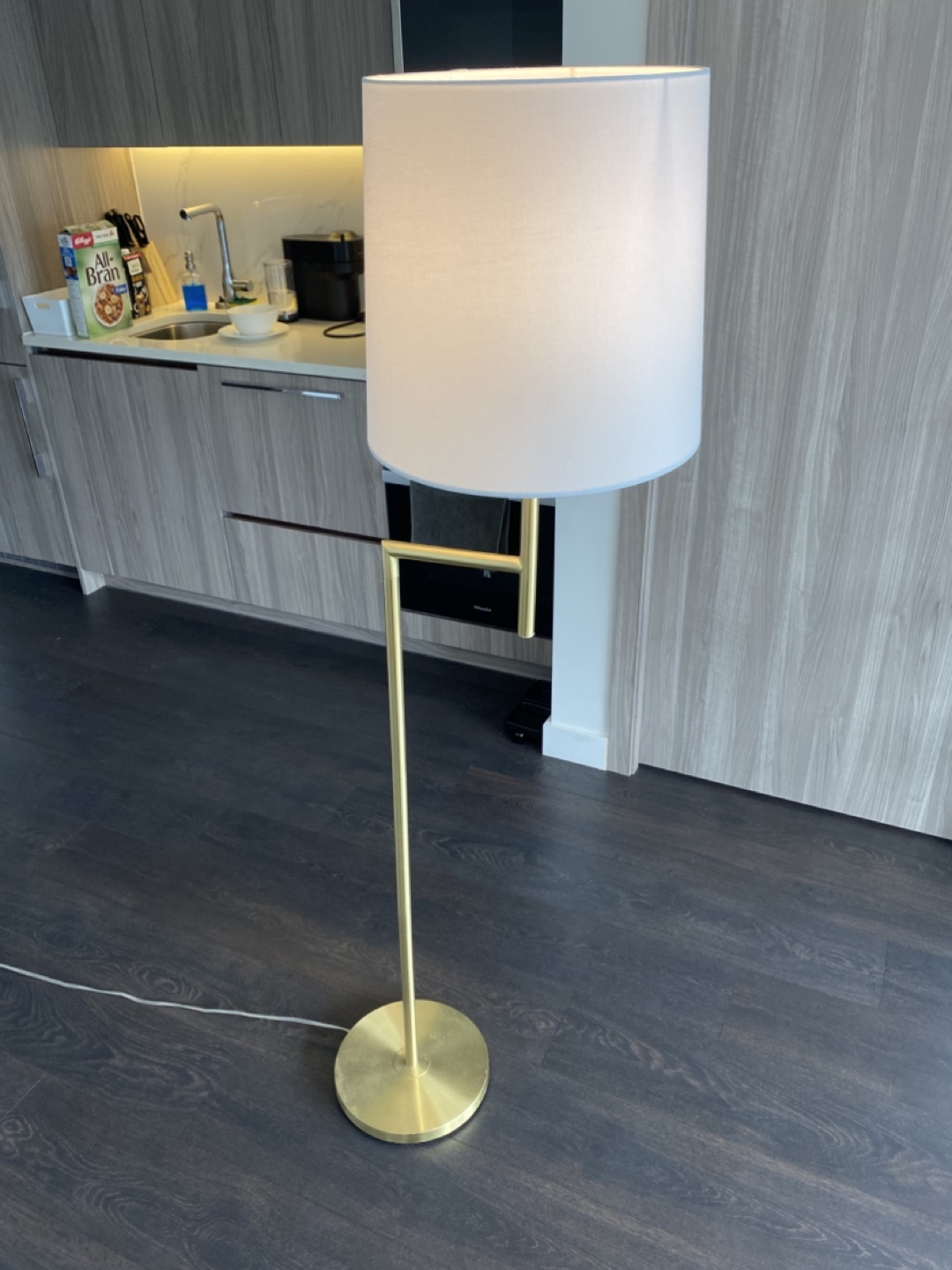 Gold Floor Lamp with White Shade - photo 2