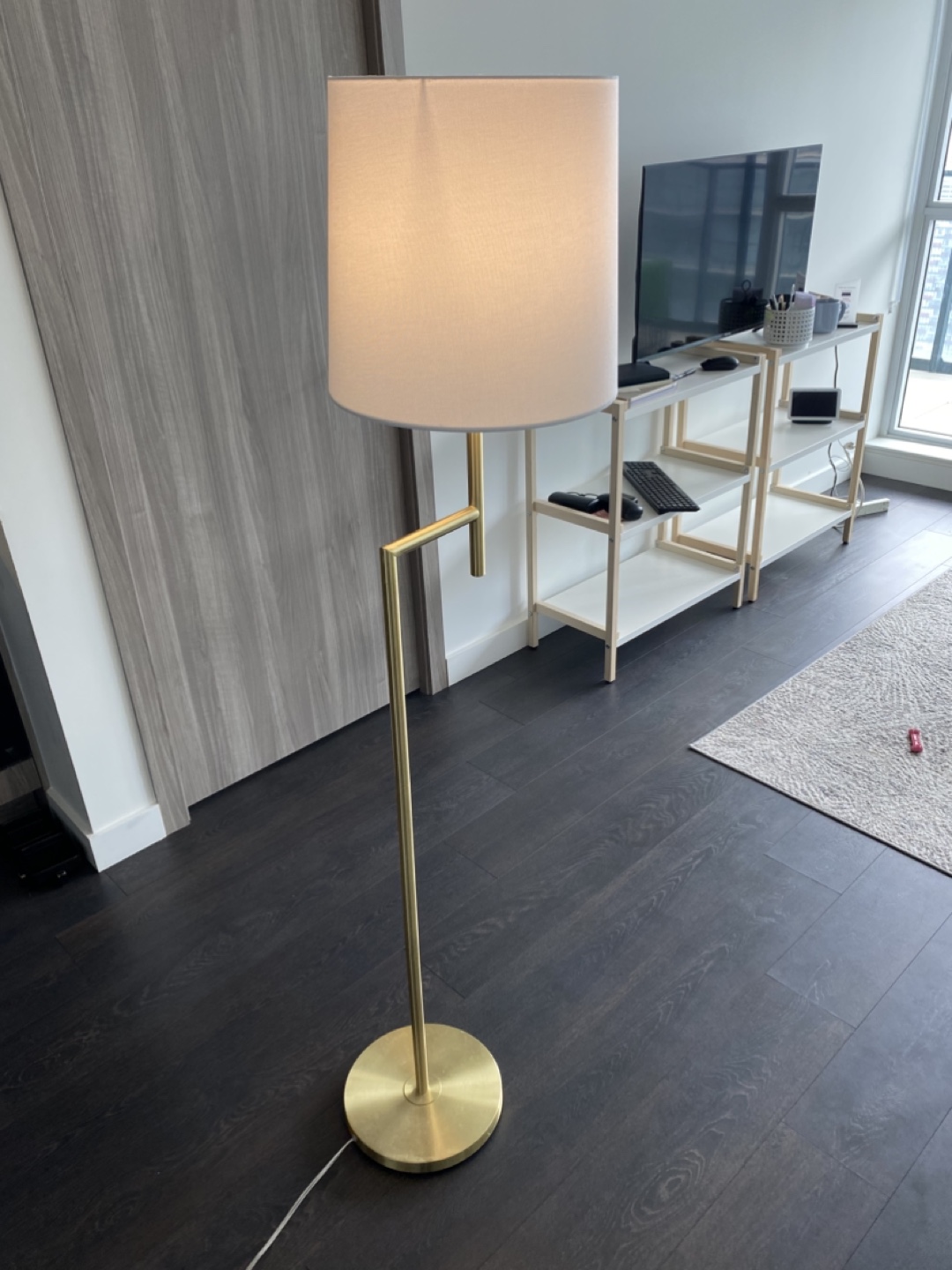 Gold Floor Lamp with White Shade - photo 3