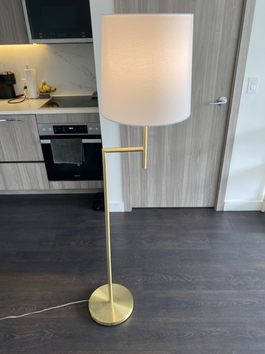 Gold Floor Lamp with White Shade