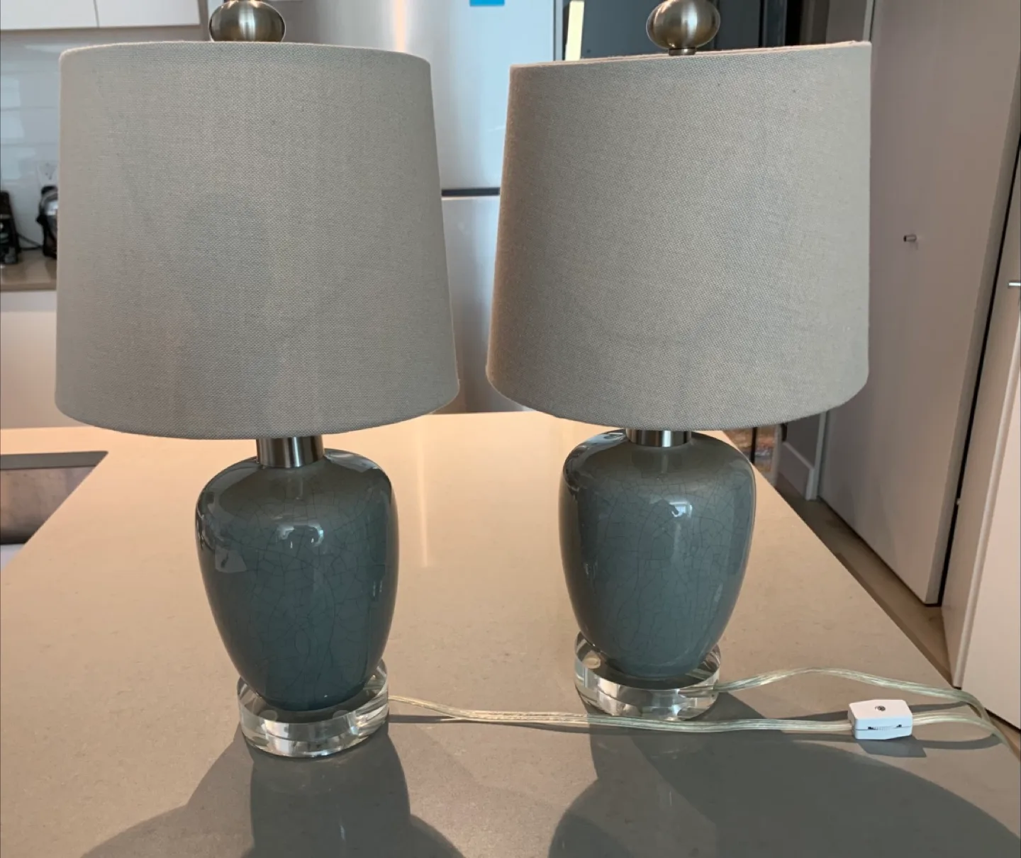 Set of 2 Sage Green Ceramic Table Lamps thumbnail