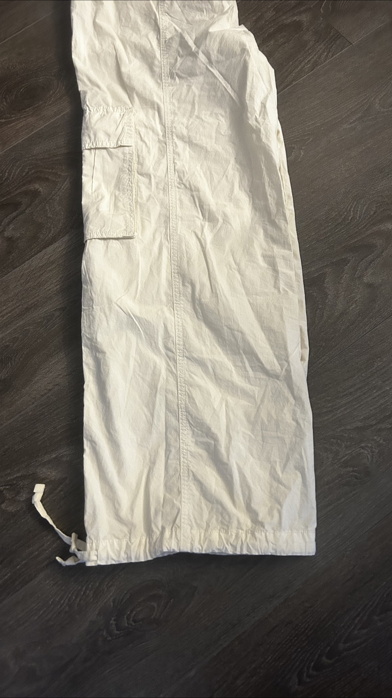 Women's White Cargo Pants with Drawstrings - photo 3