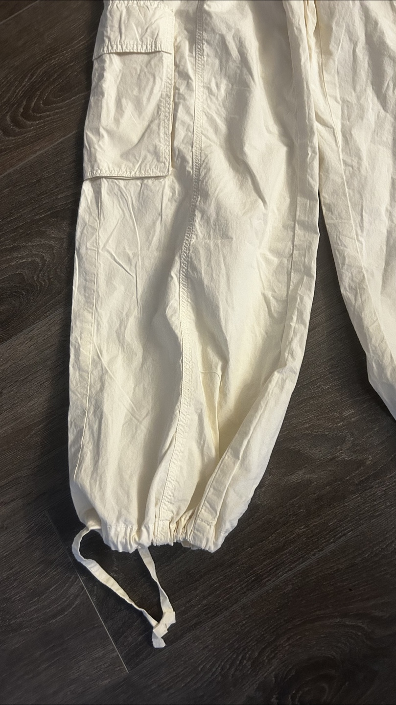 Women's White Cargo Pants with Drawstrings - photo 4