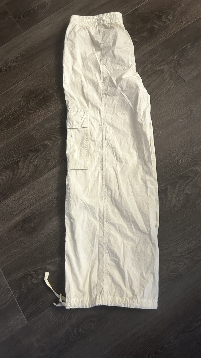 Women's White Cargo Pants with Drawstrings - photo 2