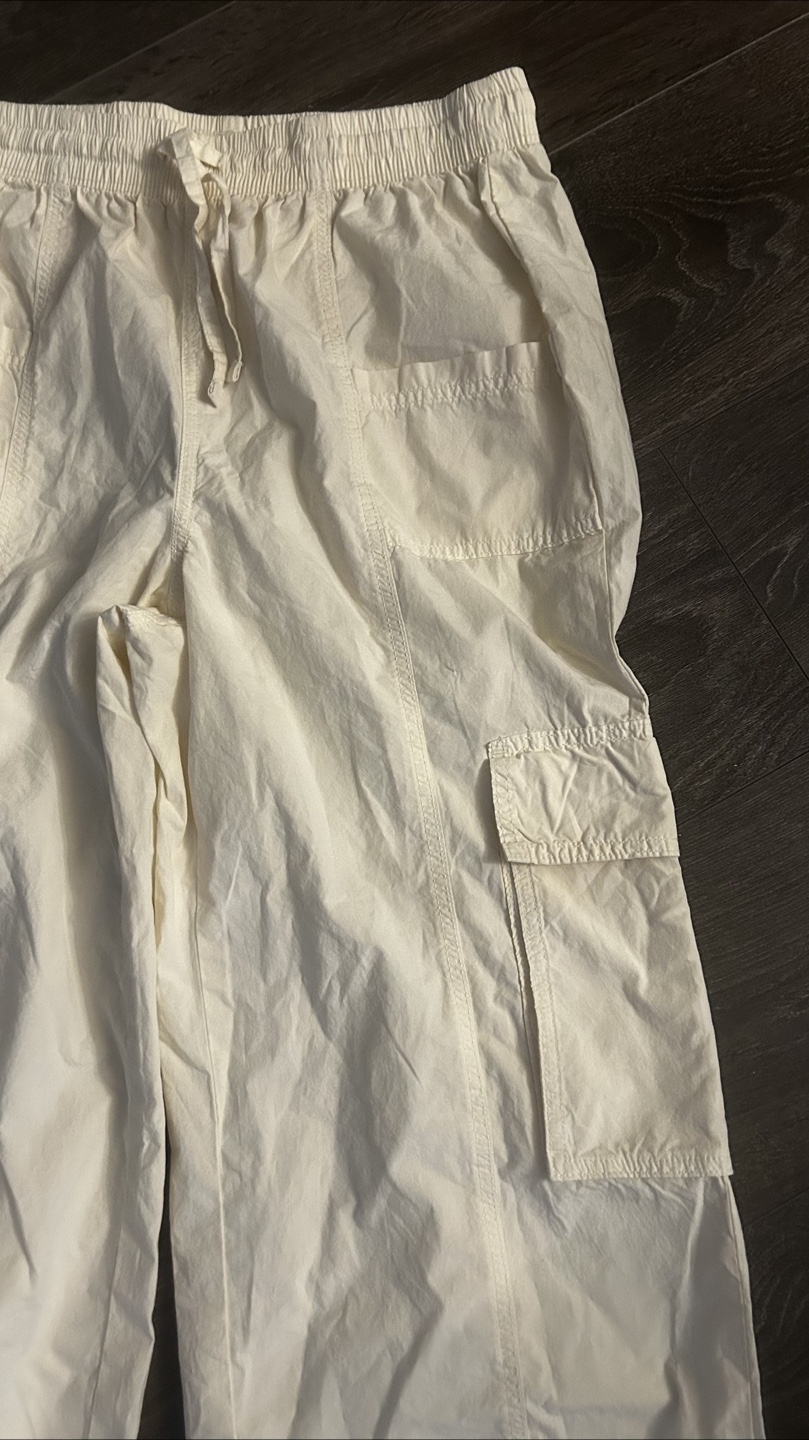 Women's White Cargo Pants with Drawstrings - photo 5
