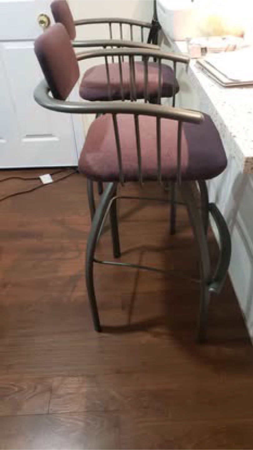 Pair of Purple Bar Stools with Metal Frame - photo 2