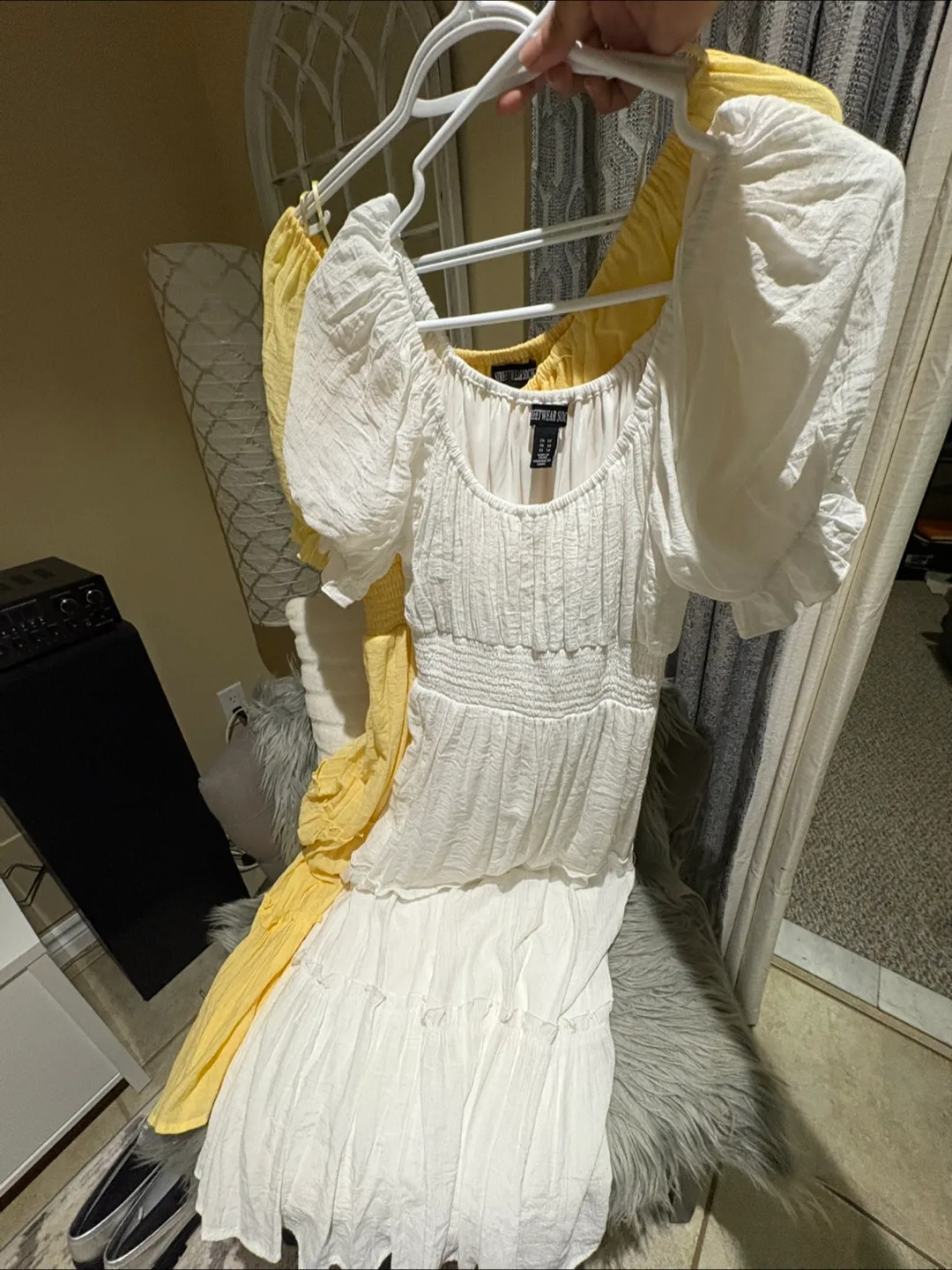 Streetwear Society Puff Sleeve Maxi Dress - Yellow and White image indicator(2)