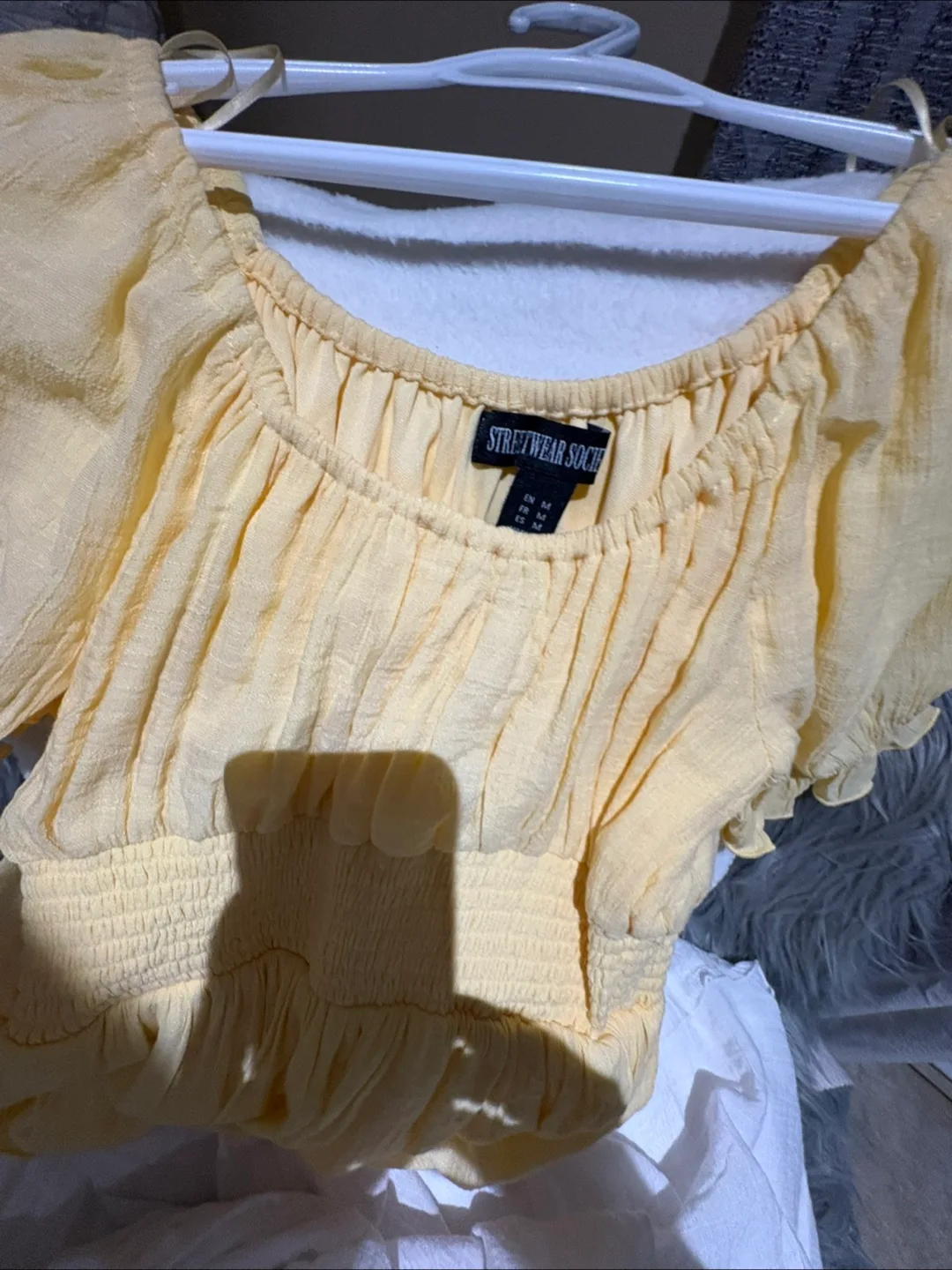 Streetwear Society Puff Sleeve Maxi Dress - Yellow and White image indicator(4)