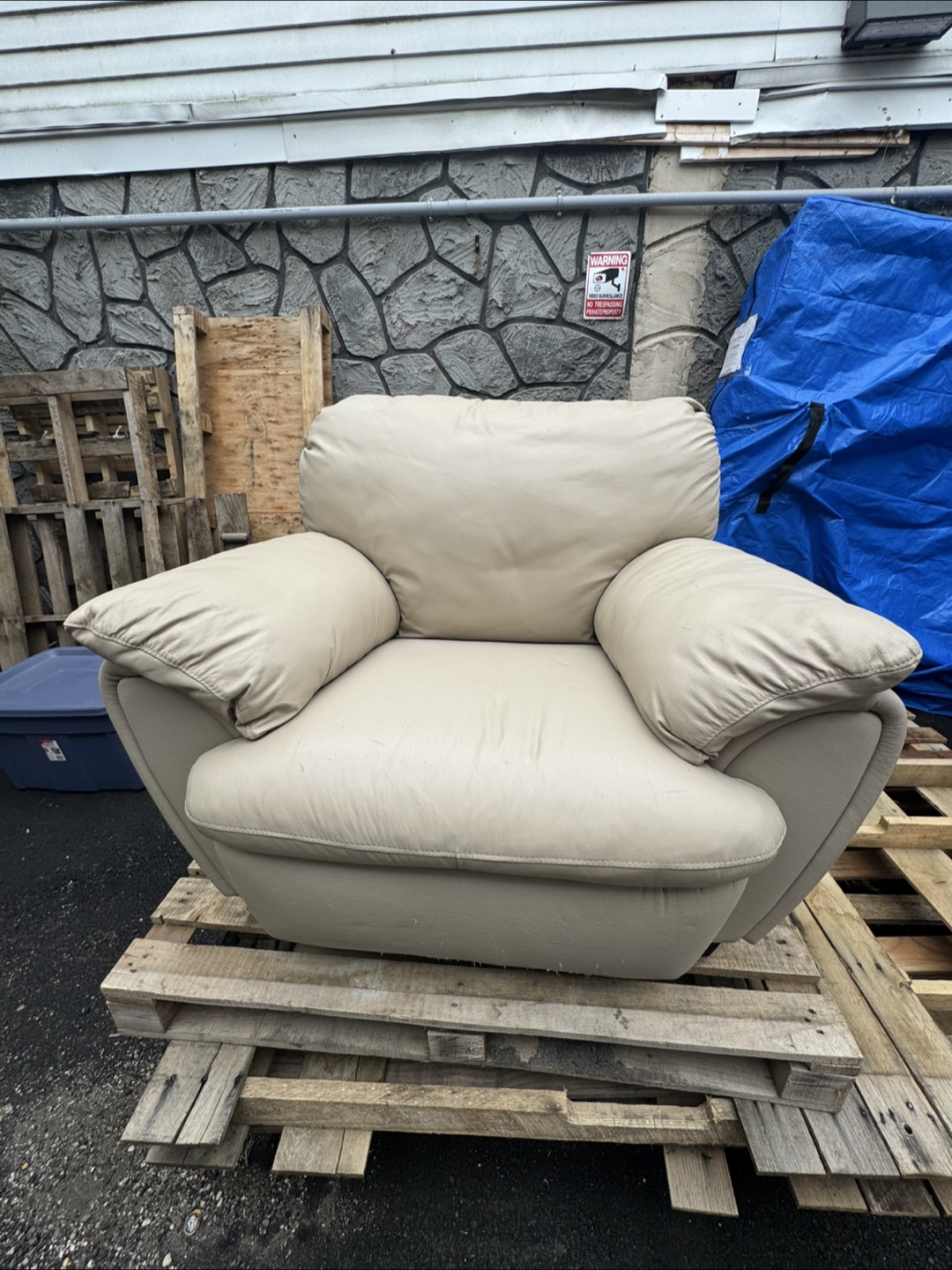 Beige Leather Armchair