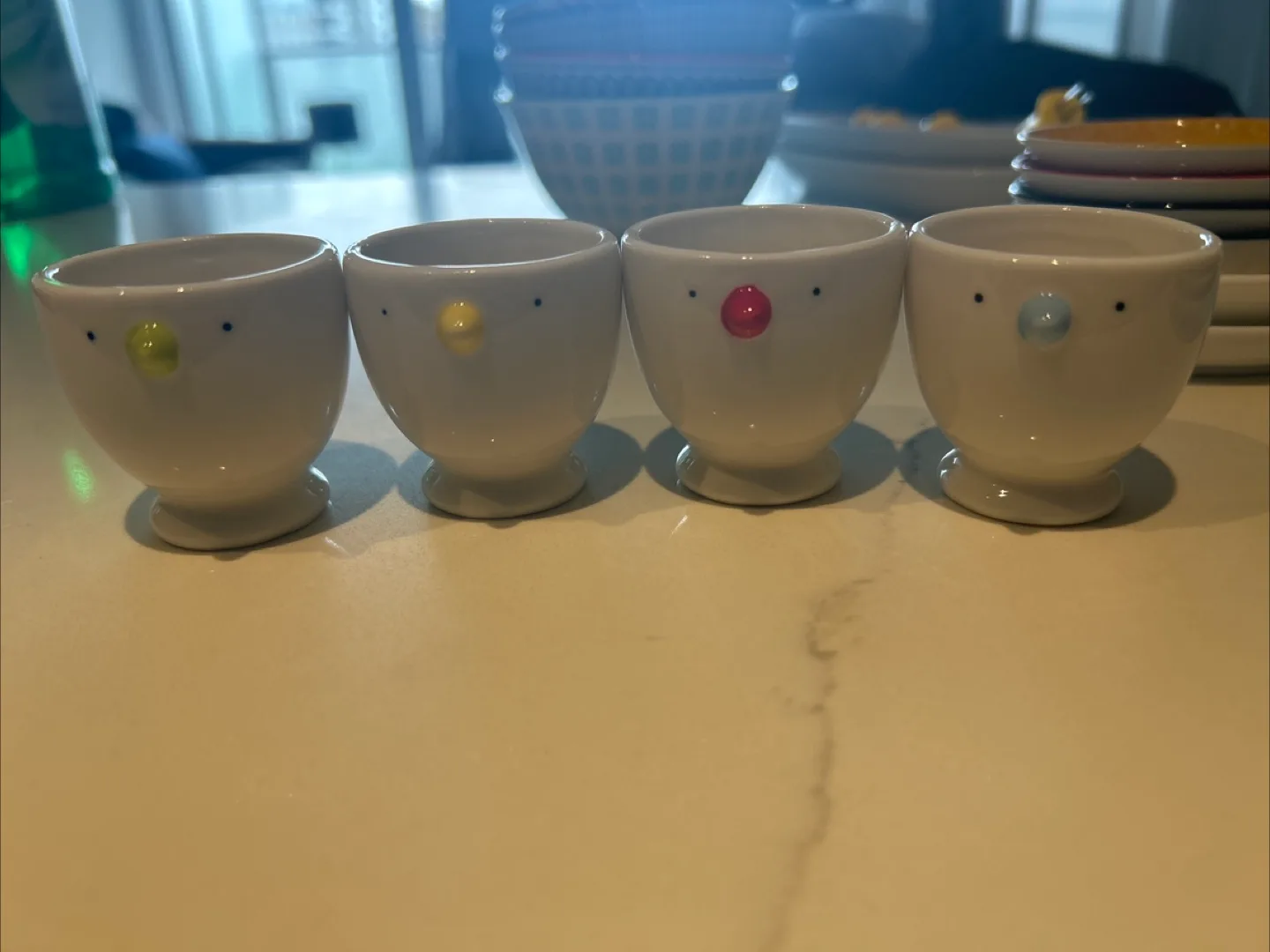 Set of four ceramic chick egg cups thumbnail