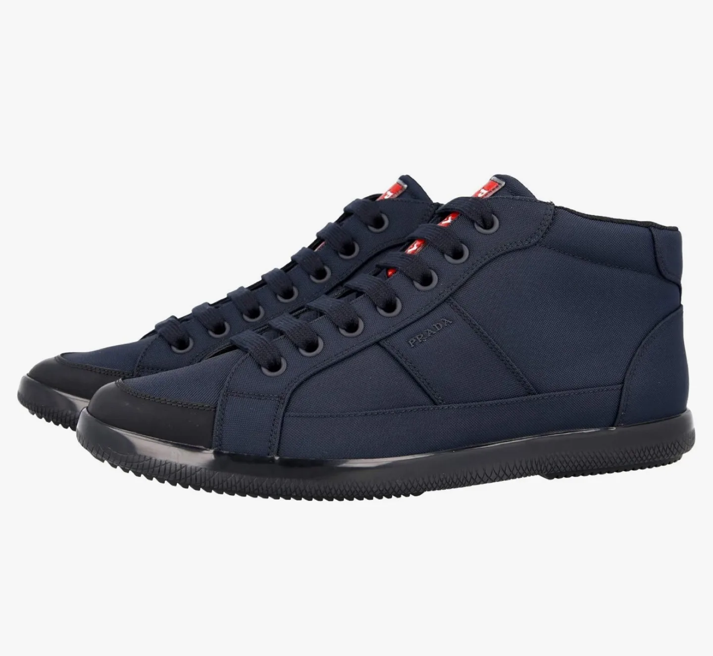 Prada Men's Navy Blue High-Top Sneakers image indicator(2)