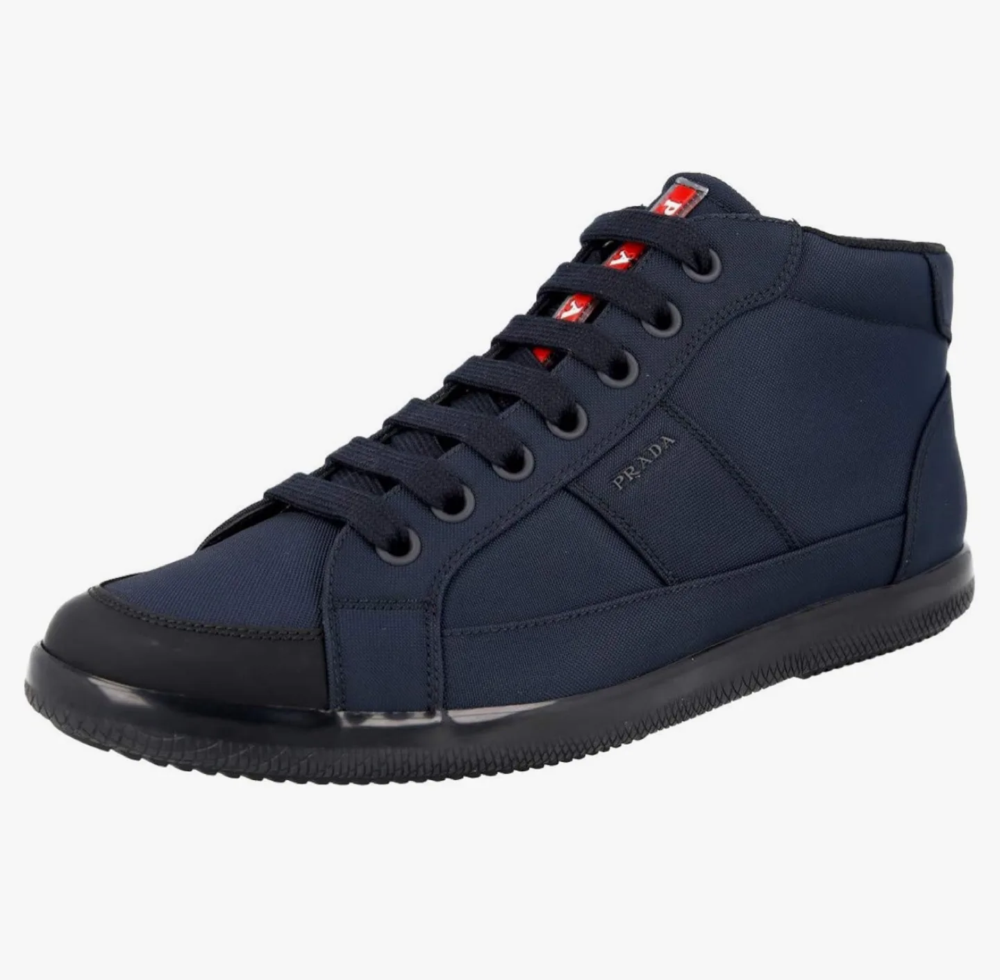 Prada Men's Navy Blue High-Top Sneakers image indicator(4)