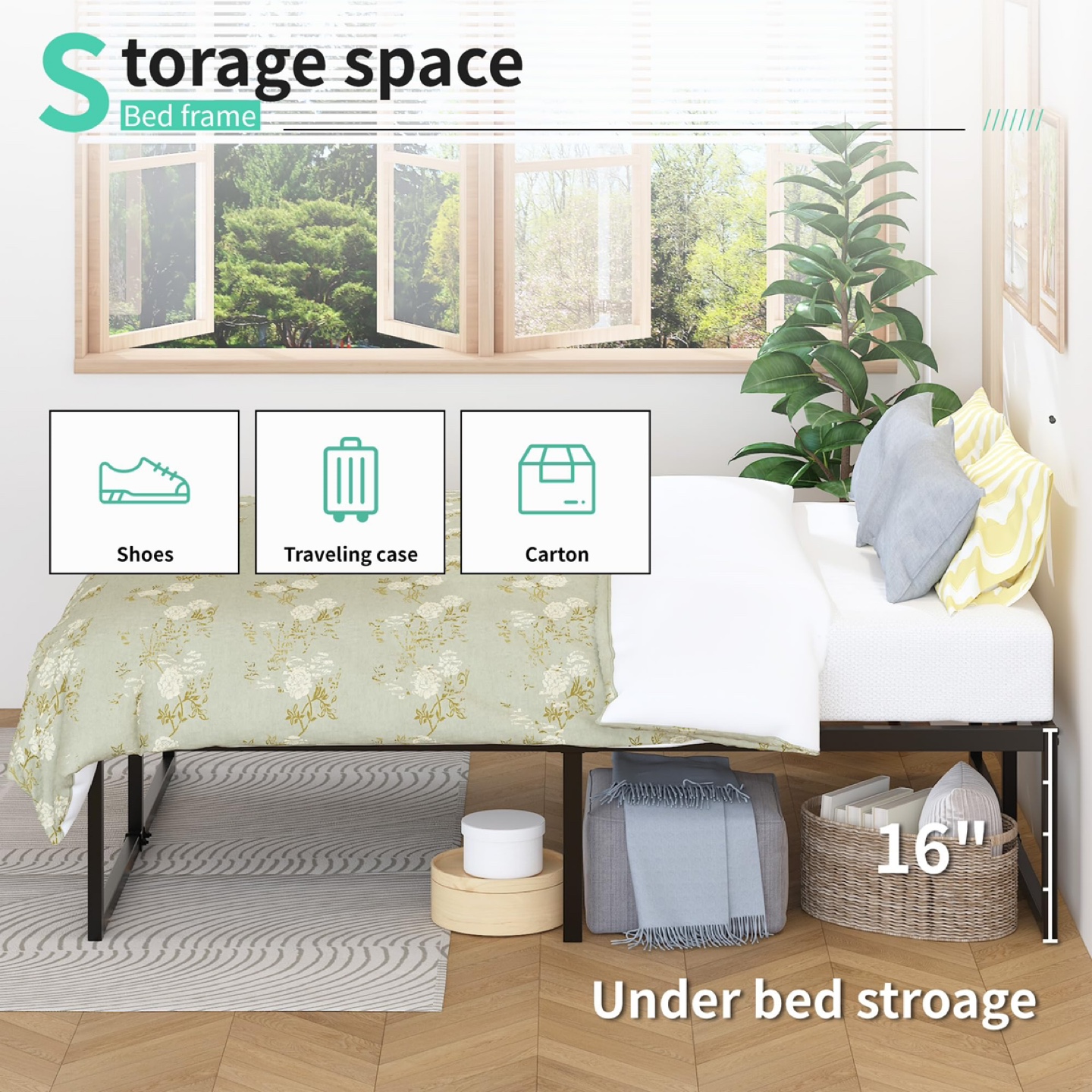 OPEN BOX Lutown-Teen 18 Inch Queen Bed Frame Heavy Duty - photo 3