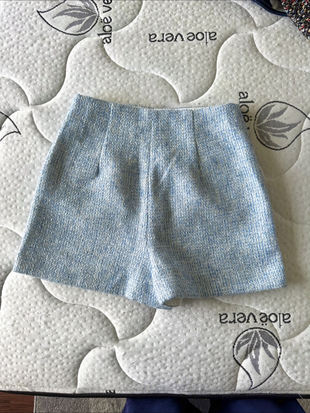 Women's Light Blue Tweed Shorts - photo 2