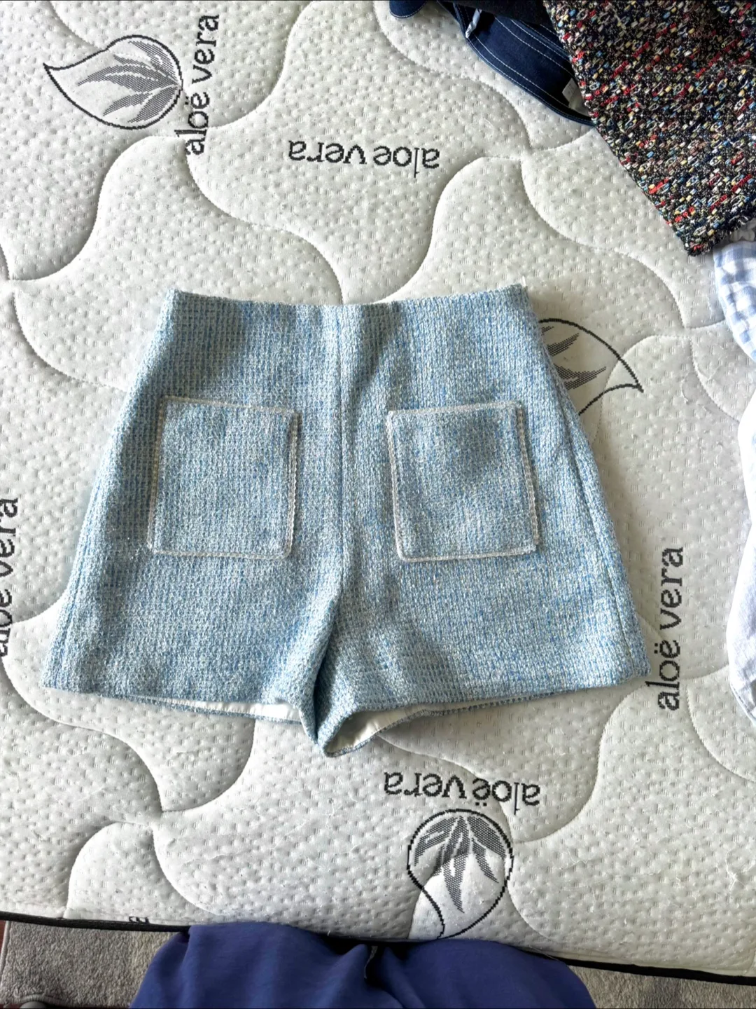 Women's Light Blue Tweed Shorts thumbnail