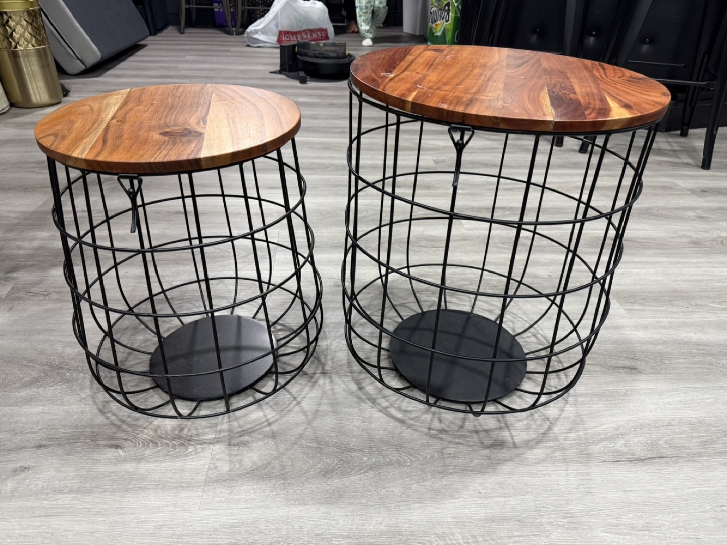 Set of Two Industrial-Style Side Tables with storage - photo 2