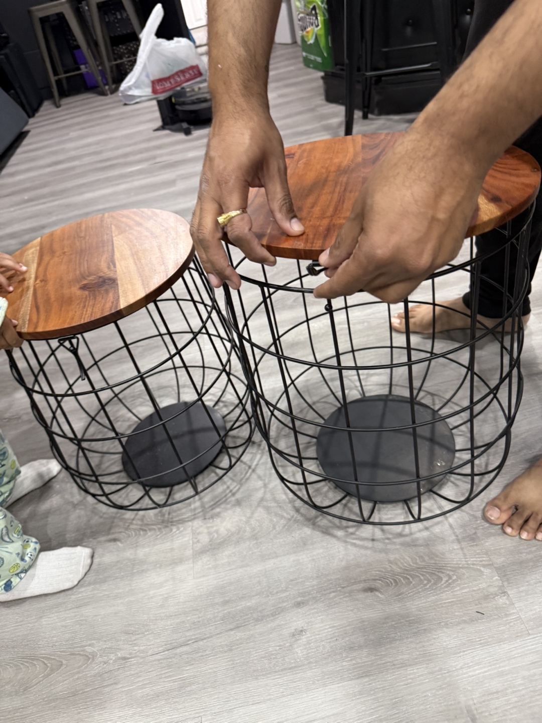 Set of Two Industrial-Style Side Tables with storage - photo 4
