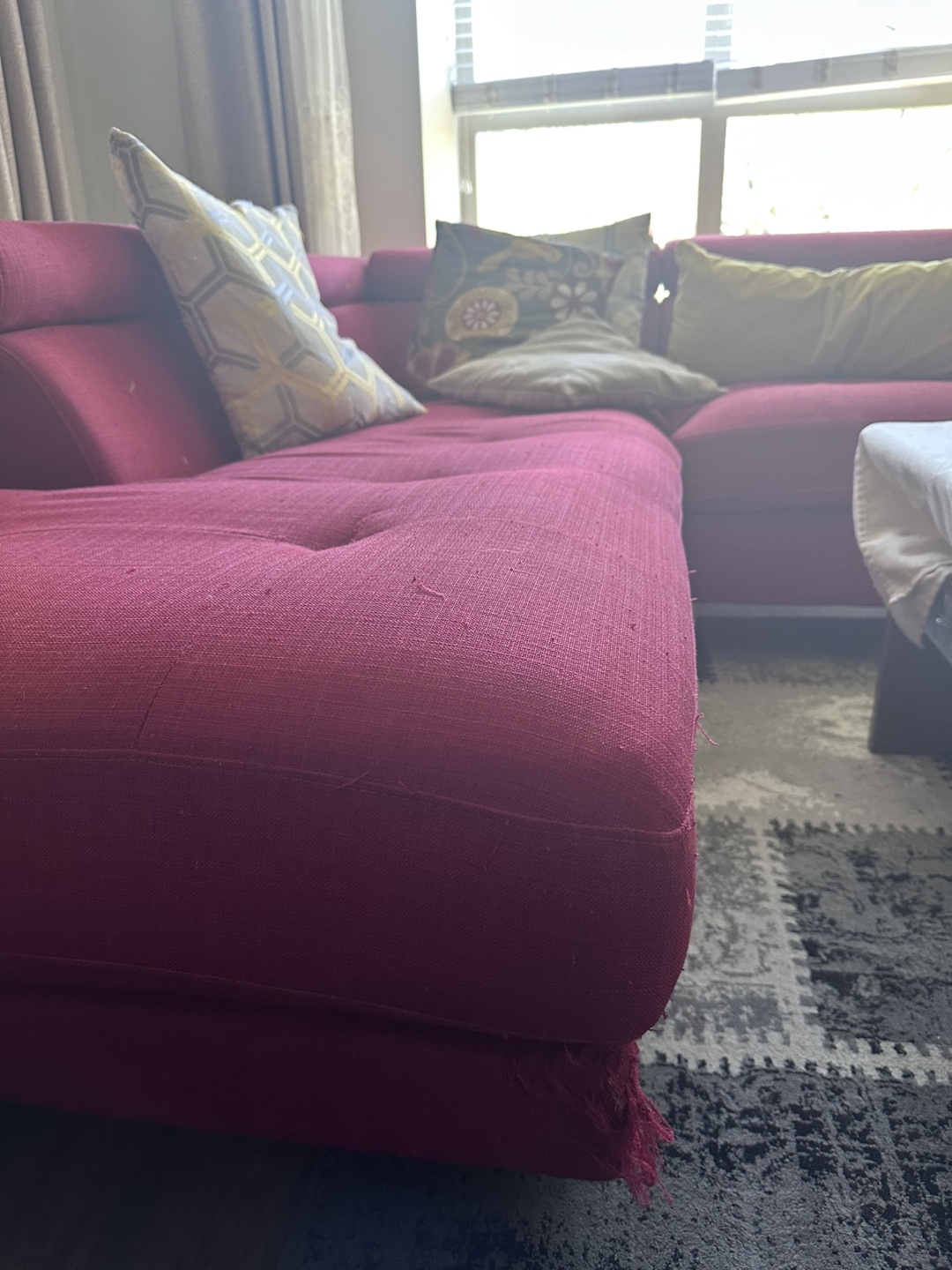 L-Shaped Burgundy Sectional Sofa - photo 3