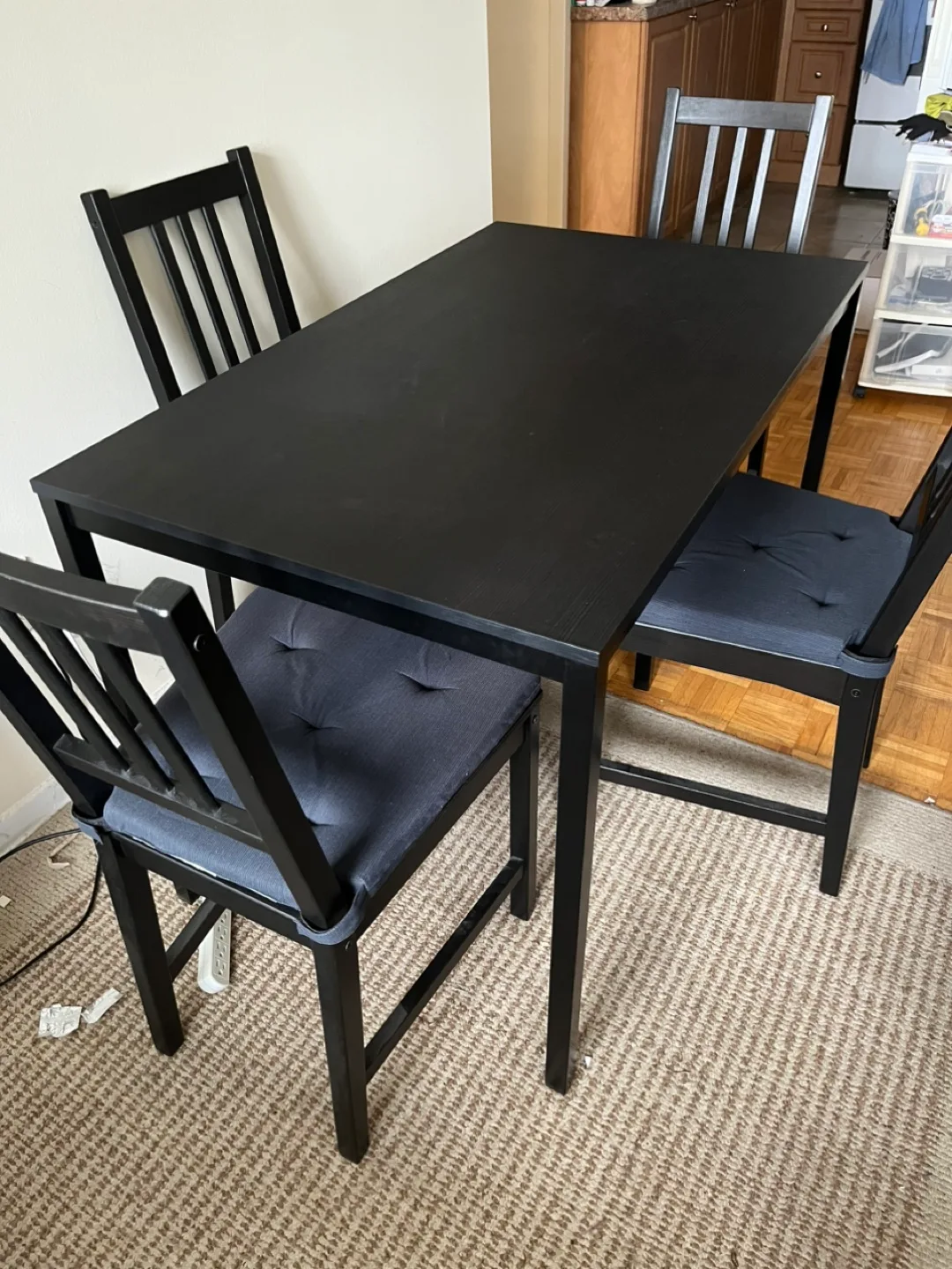Black Dining Table Set with Four Chairs thumbnail