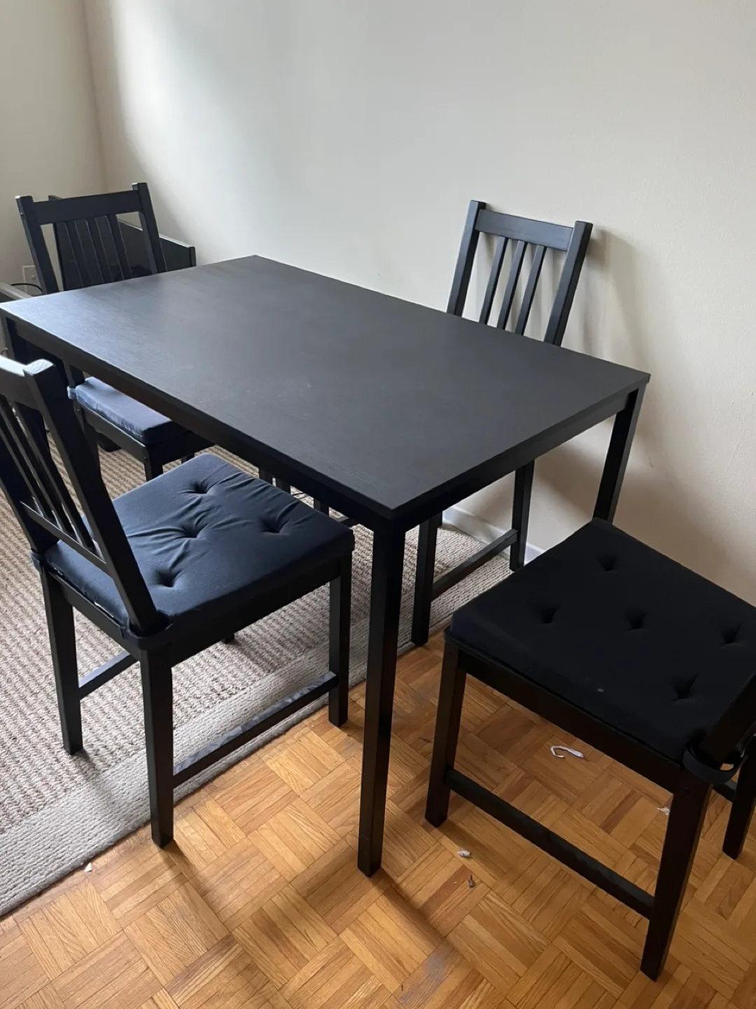 Black Dining Table Set with Four Chairs image indicator(4)