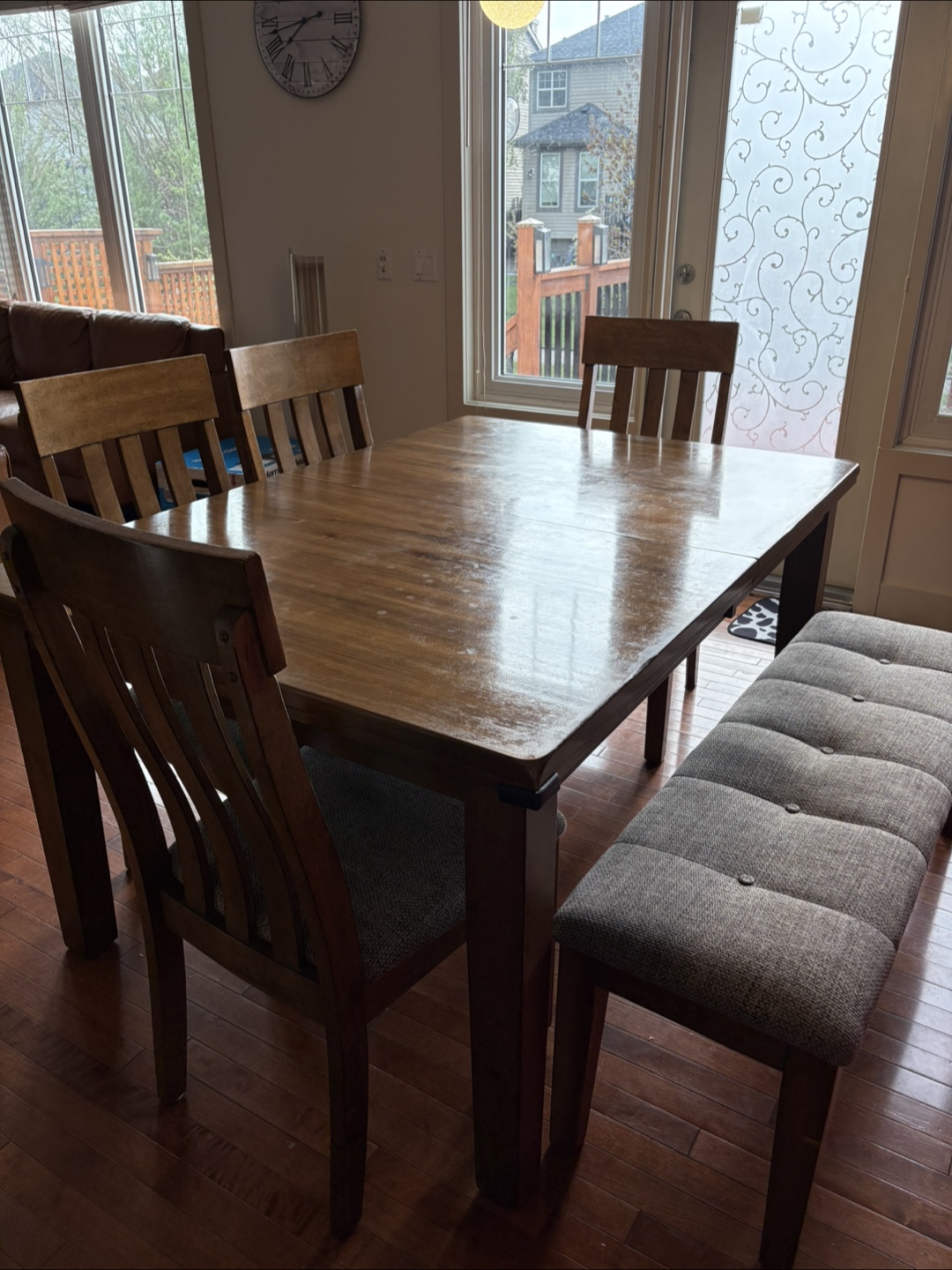 Extendable Dining Table Set with Bench and 6 Chairs - photo 4
