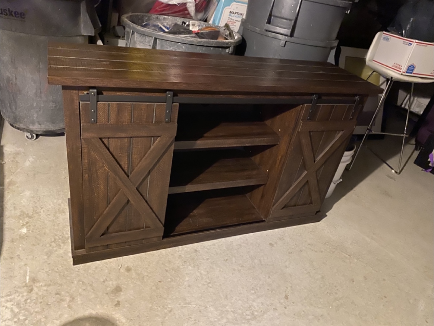Rustic Farmhouse Media Console with Sliding Barn Doors
