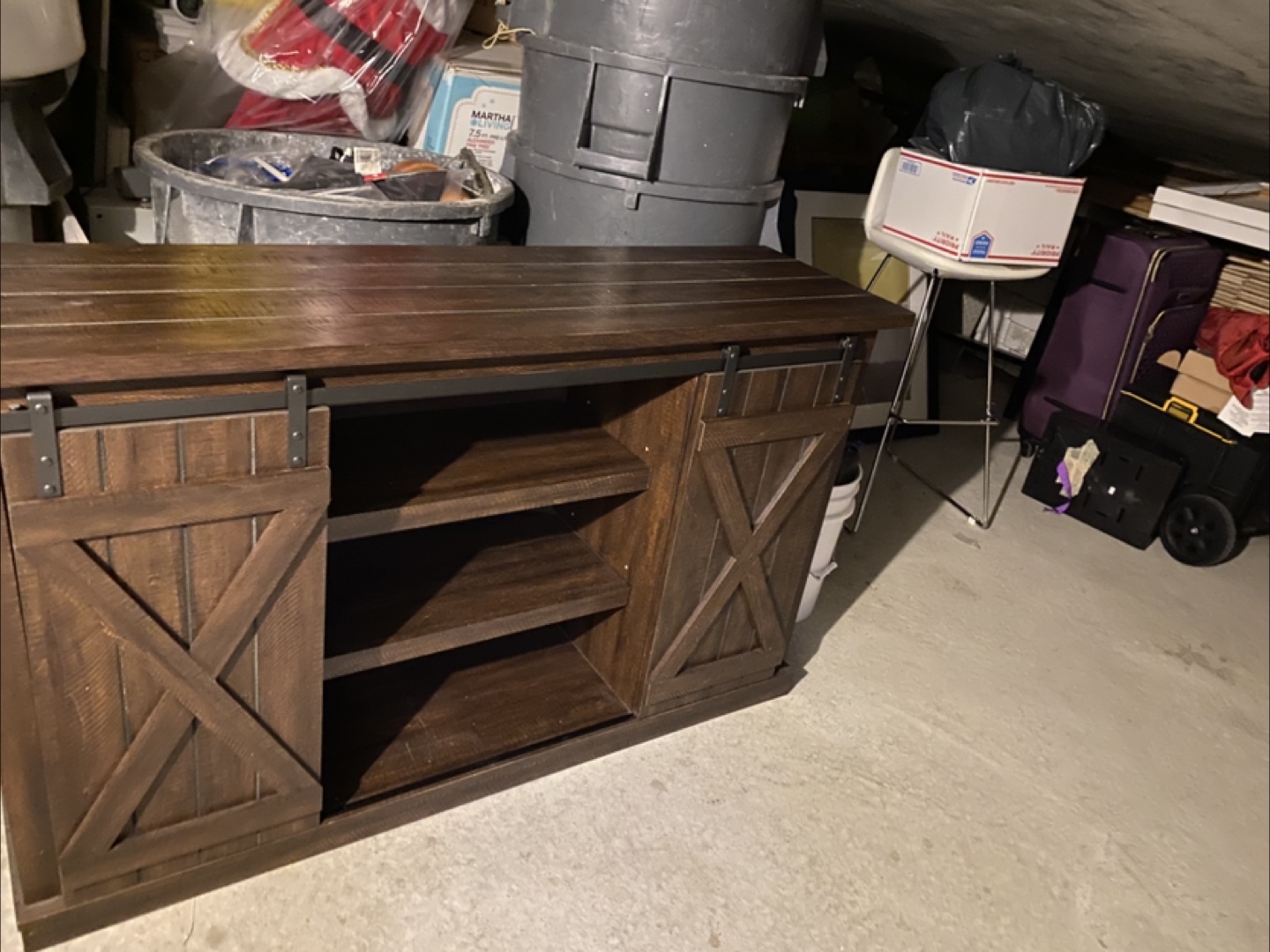 Rustic Farmhouse Media Console with Sliding Barn Doors - photo 2
